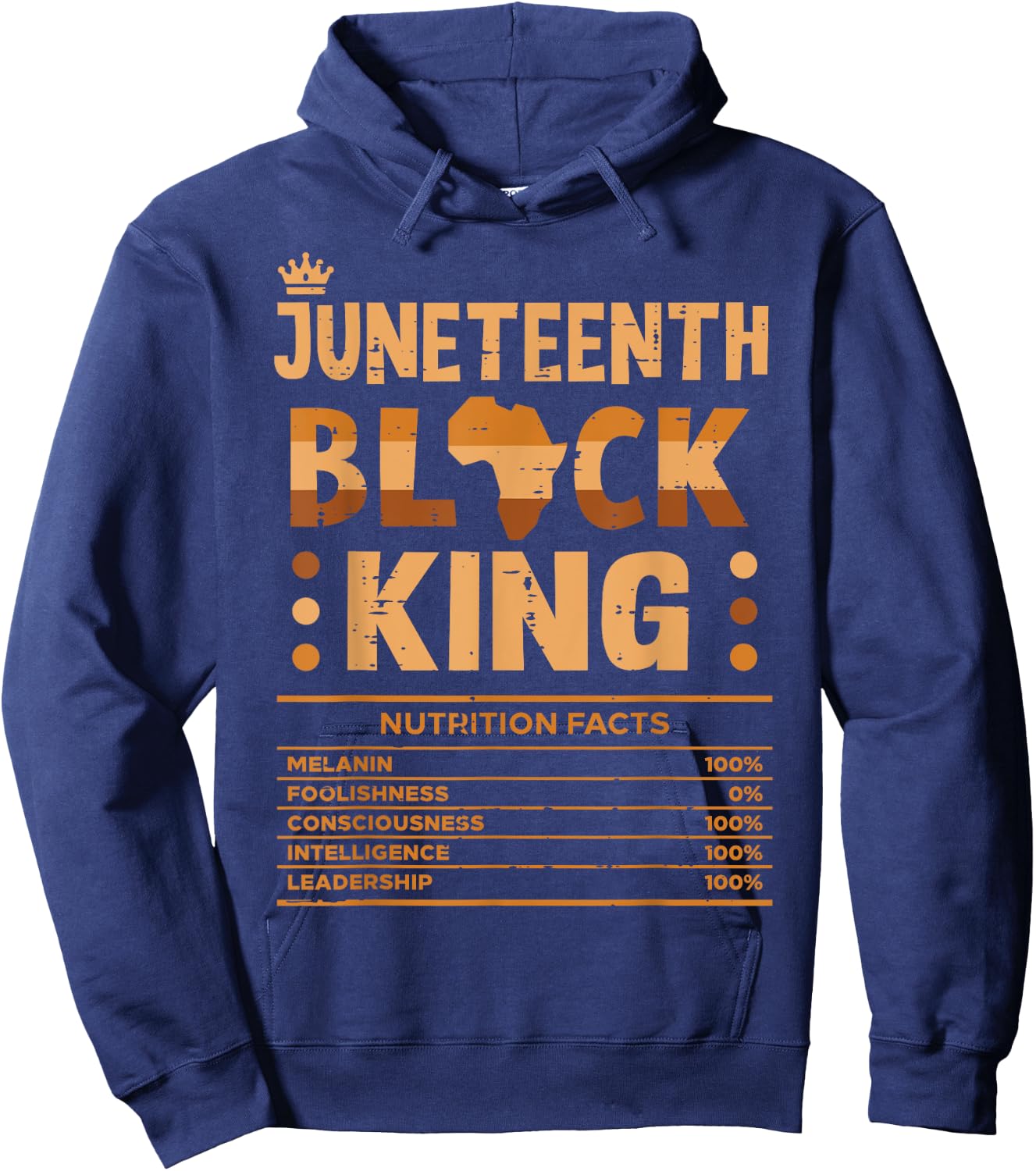 Juneteenth Black King Nutrition Facts Melanin Matching Dad Hoodie - Hoodie | Navy
