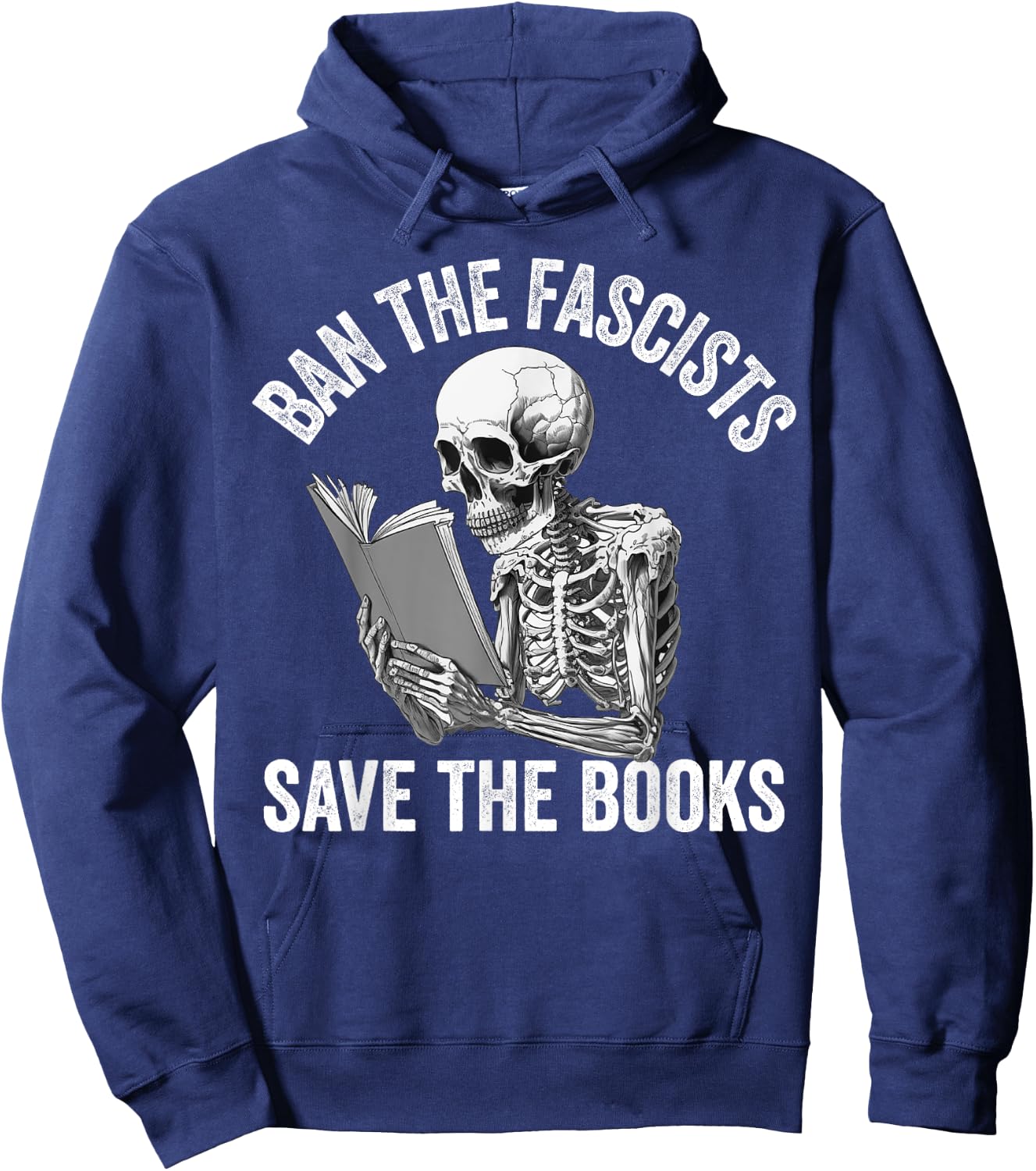Ban The Fascists Save The Books Funny Book Lover Worm Nerd Hoodie - Hoodie | Navy