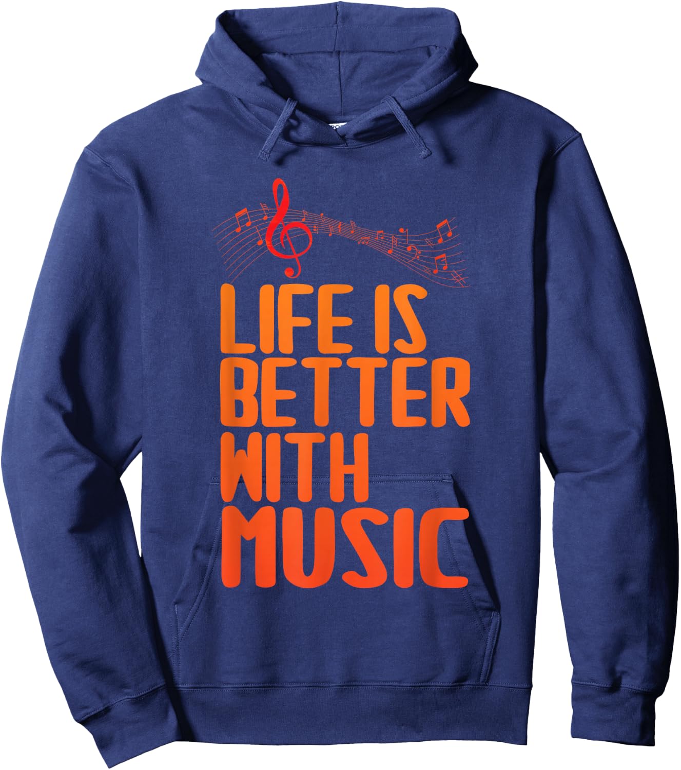 Life Is Better With Music Musicians Funny Music Note Memes Hoodie - Hoodie | Navy