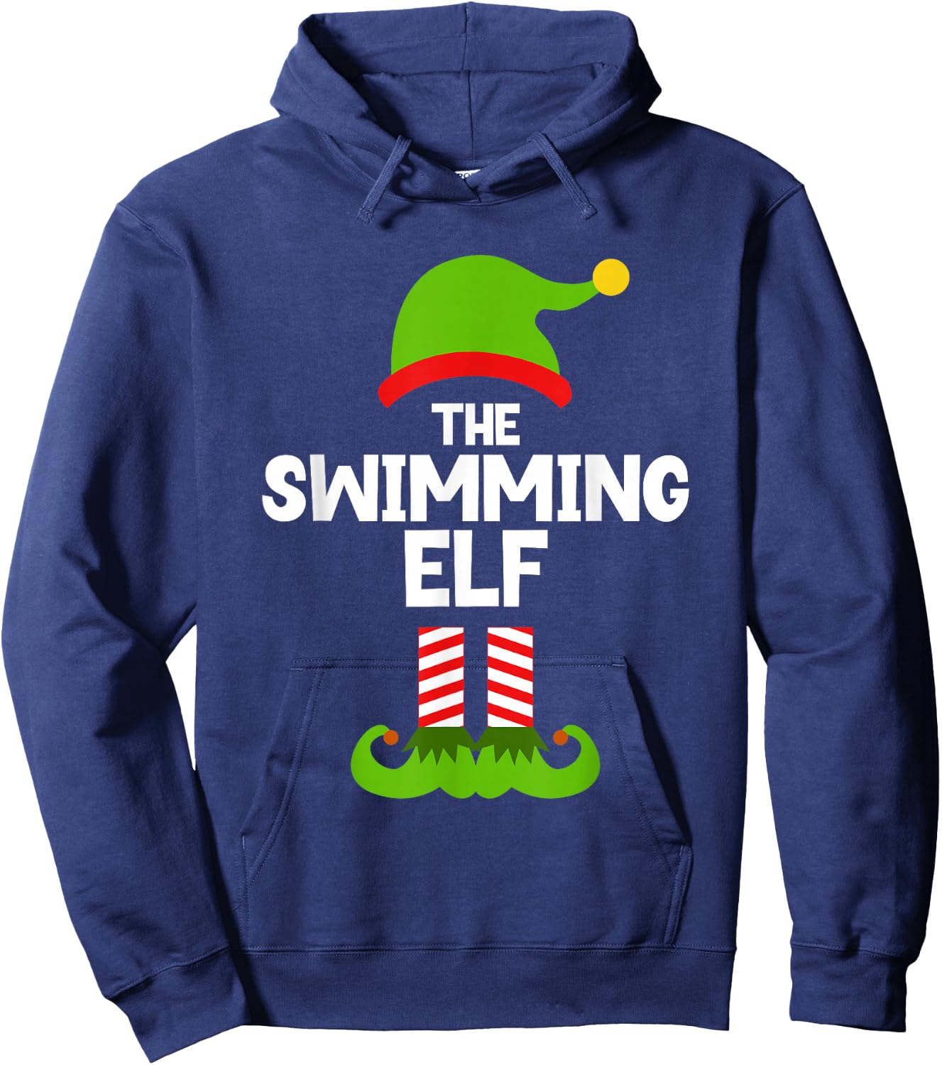 Funny I'm The Swimming Elf Christmas Xmas Swimmer Swim Hoodie - Hoodie | Navy