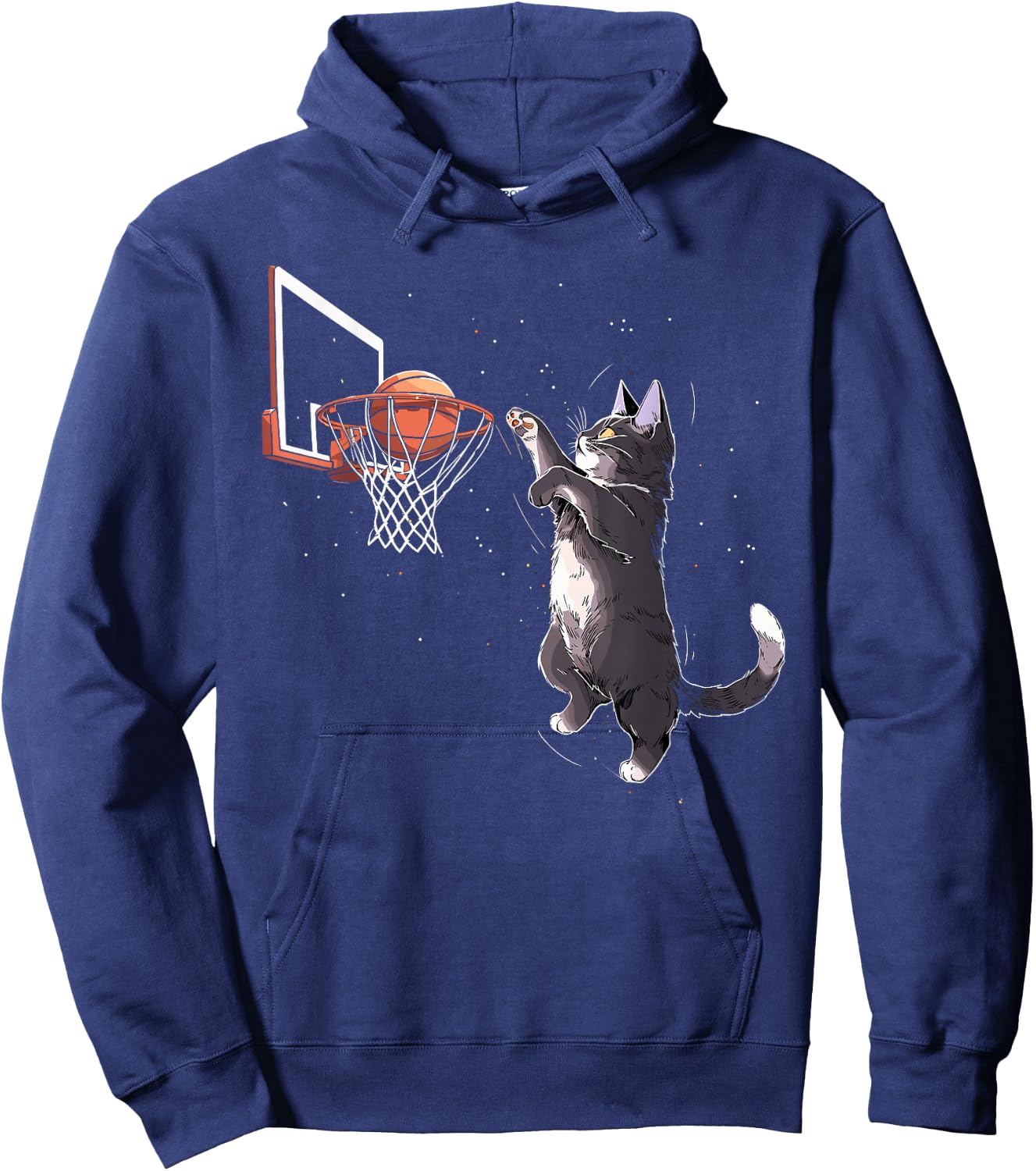 Cat Playing Basketball Gifts Men Women Kids Funny Cat Hoodie - Hoodie | Navy