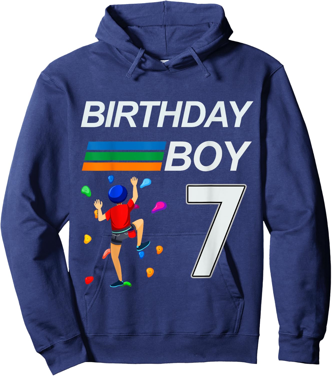 7 Years Old Birthday Bouldering Rock Climbing for Boys Hoodie - Hoodie | Navy