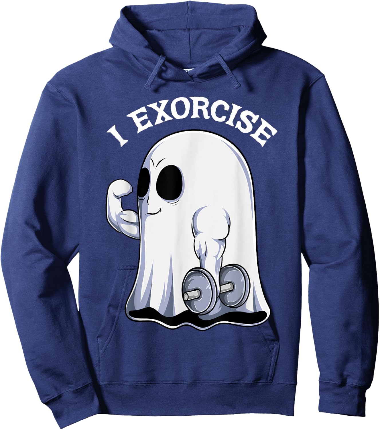 Ghost I Exorcise Funny Gym Exercise Workout Spooky Halloween Hoodie - Hoodie | Navy