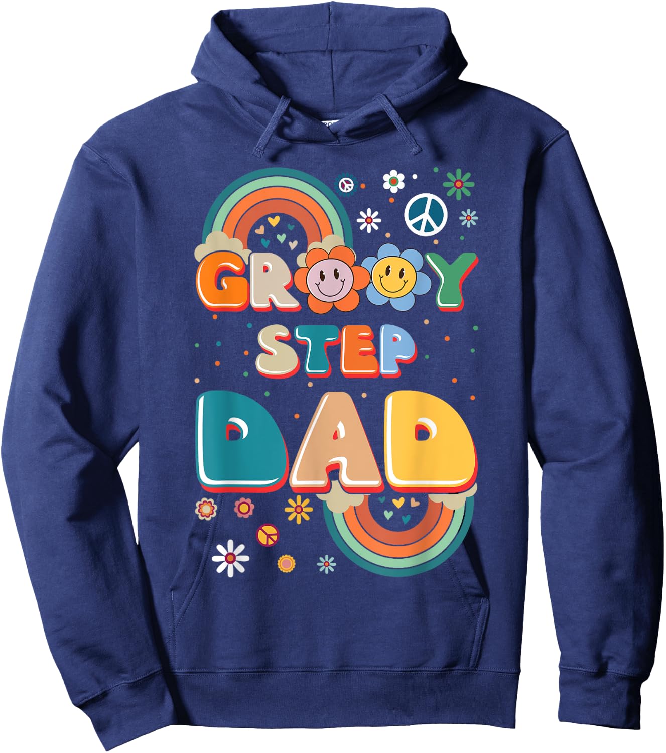 Groovy Step Dad Stepdaddy Step Father Father's Day Retro Hoodie - Hoodie | Navy