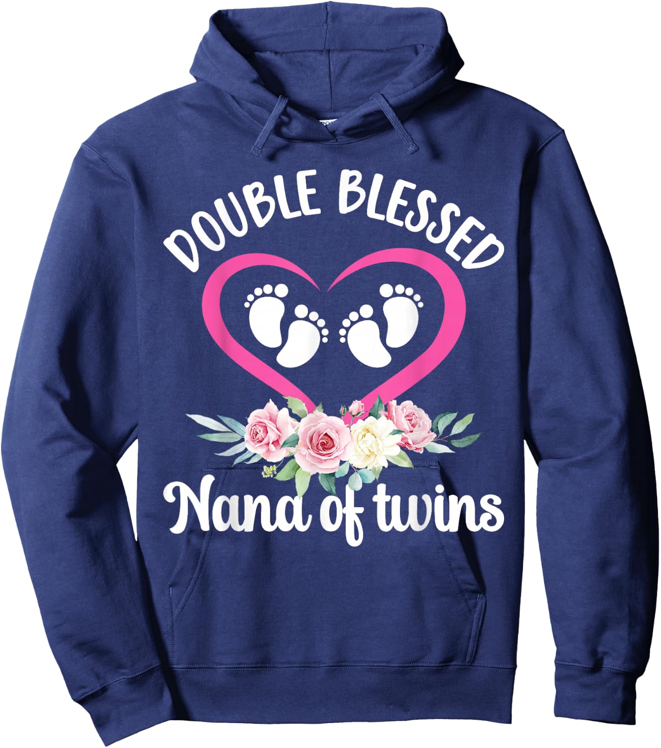 Double Blessed Nana Of Twins Twin Nana Grandma Hoodie - Hoodie | Navy