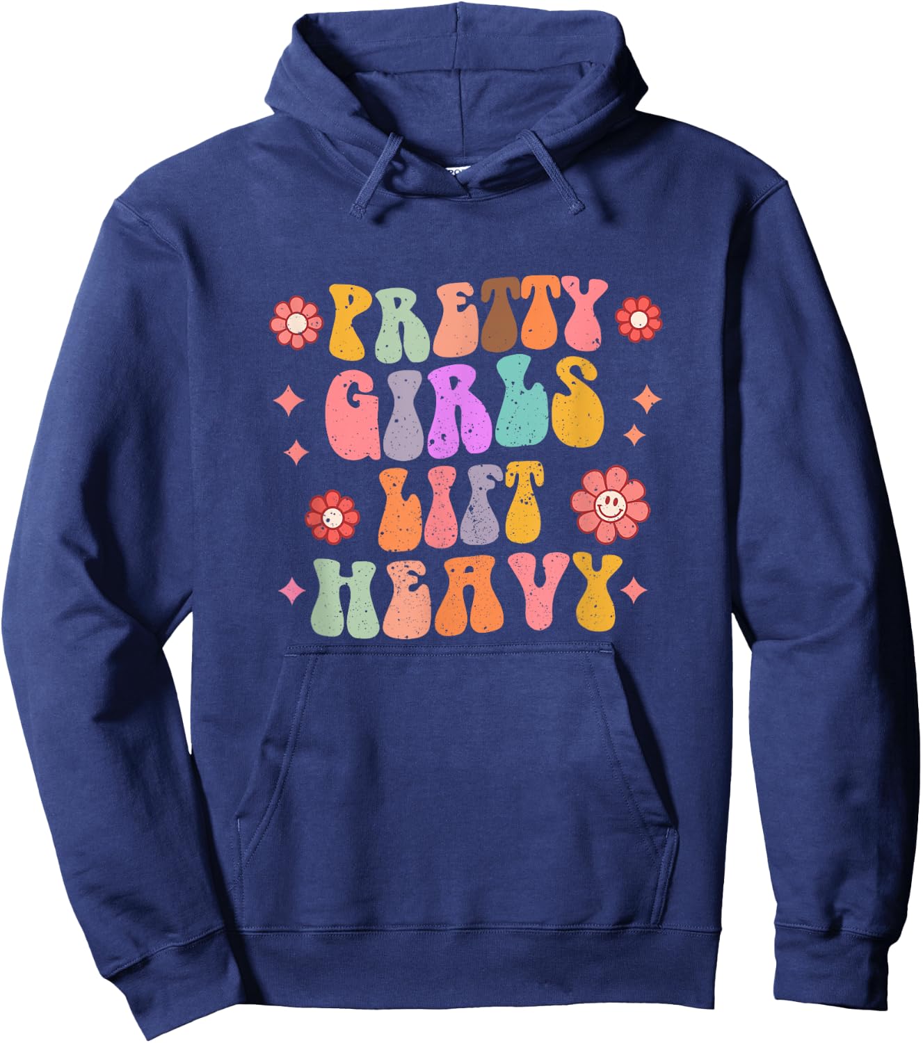 Pretty Girls Lift Heavy Retro Fitness Weightlifting Workout Hoodie - Hoodie | Navy