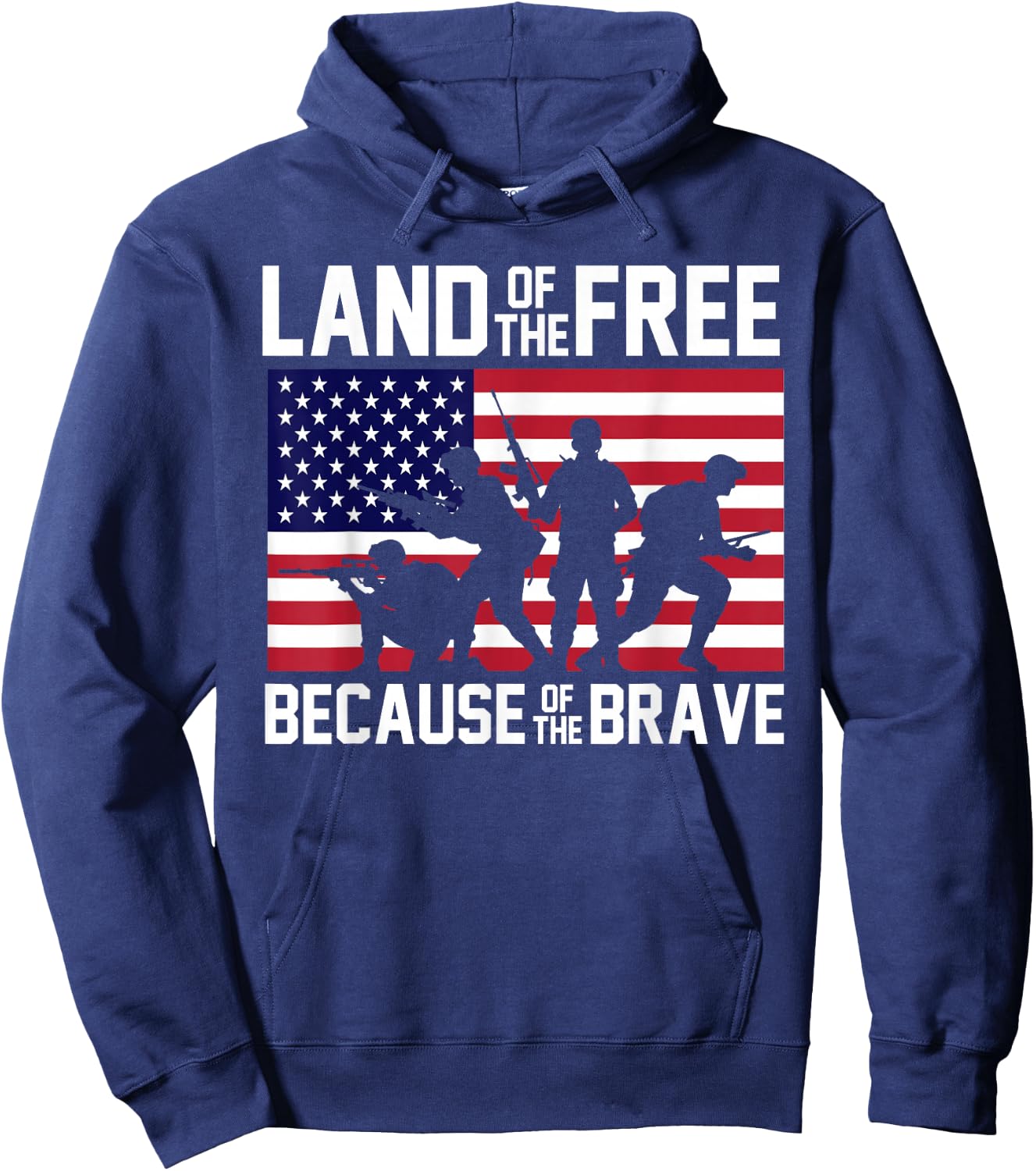 Land of the Free Because of the Brave United States Hoodie - Hoodie | Navy