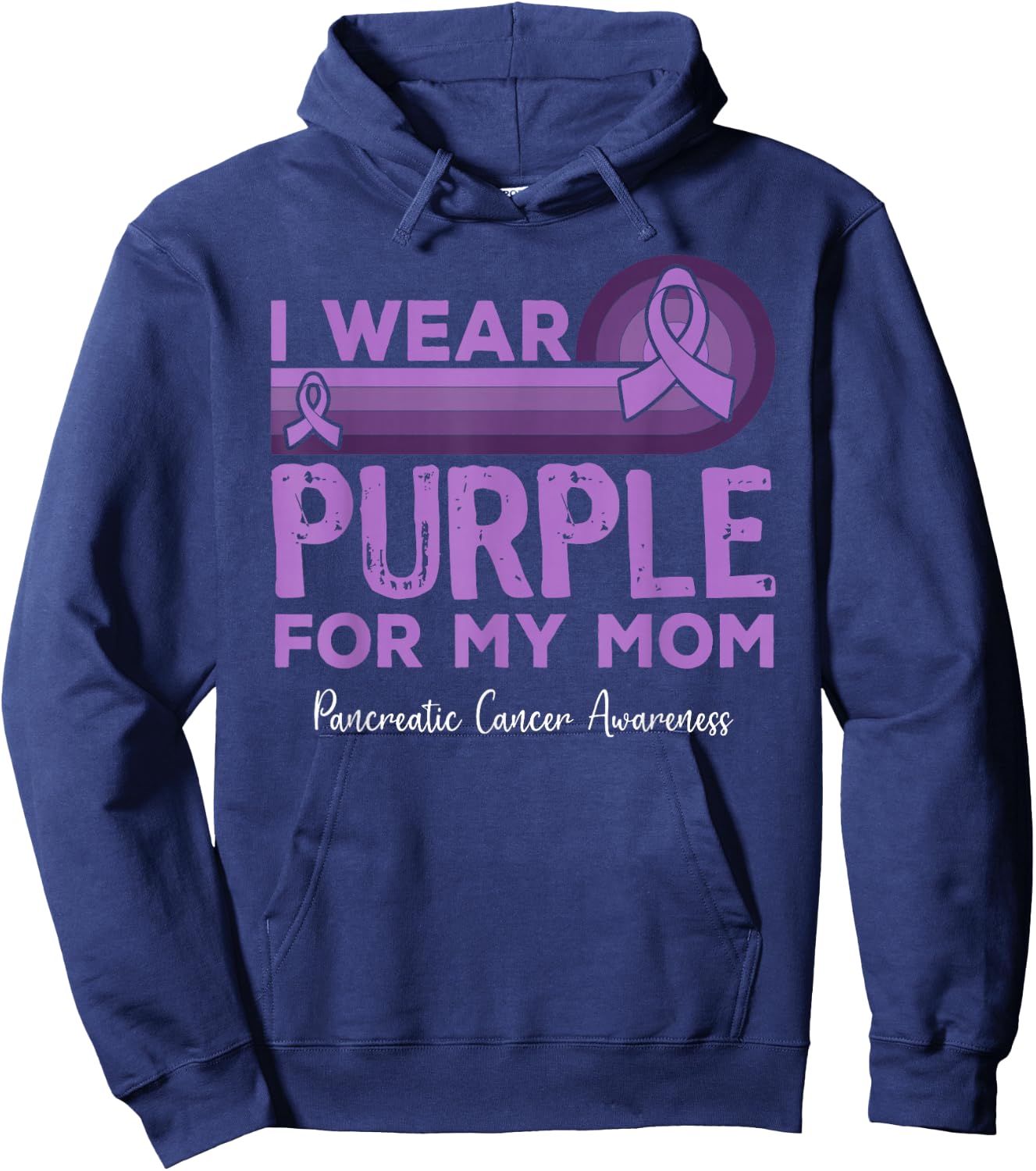 I Wear Purple for My Mom Pancreatic Cancer Awareness Hoodie - Hoodie | Navy