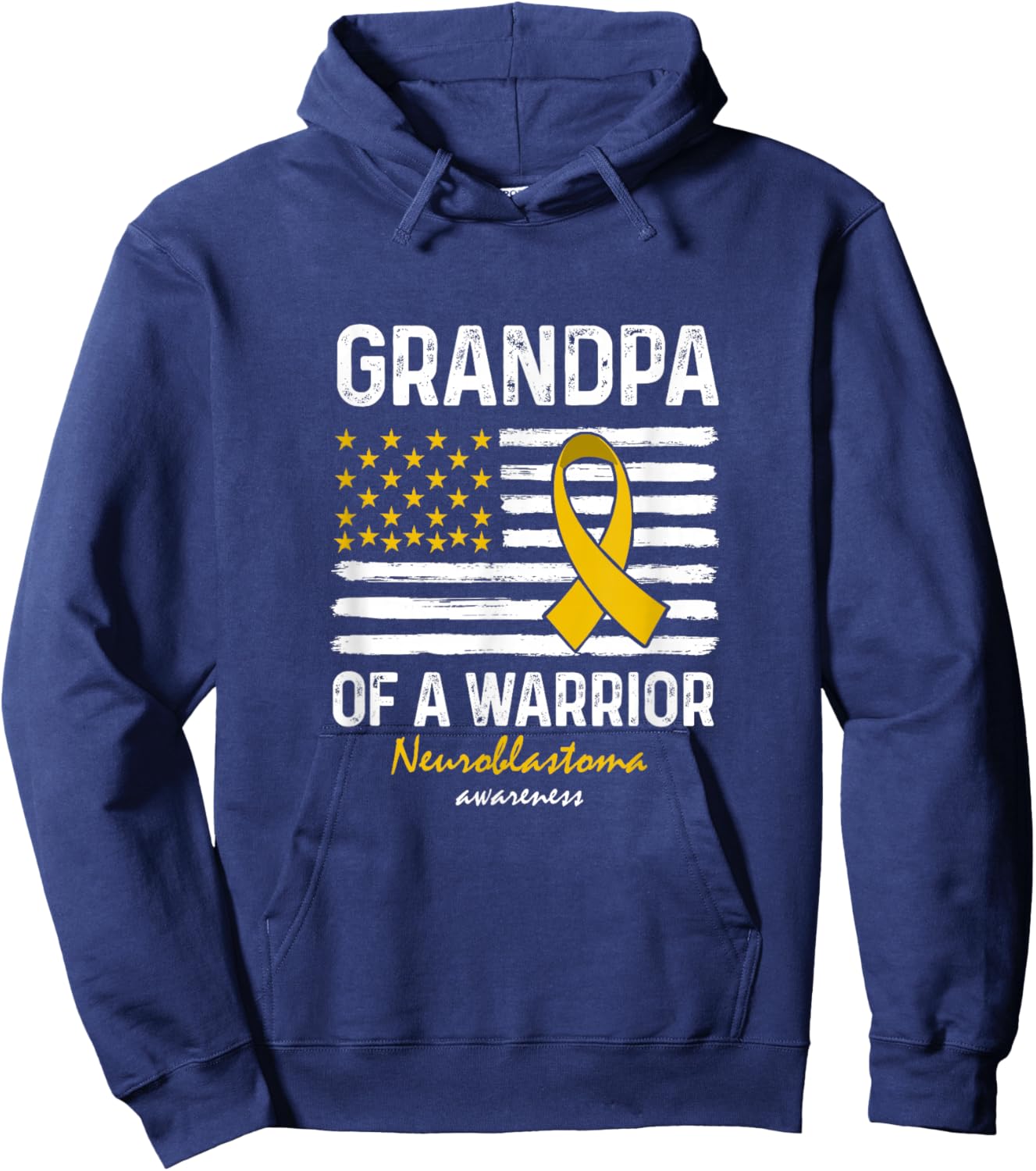 Yellow Neuroblastoma Warrior Support Grandpa Of A Warrior Hoodie - Hoodie | Navy