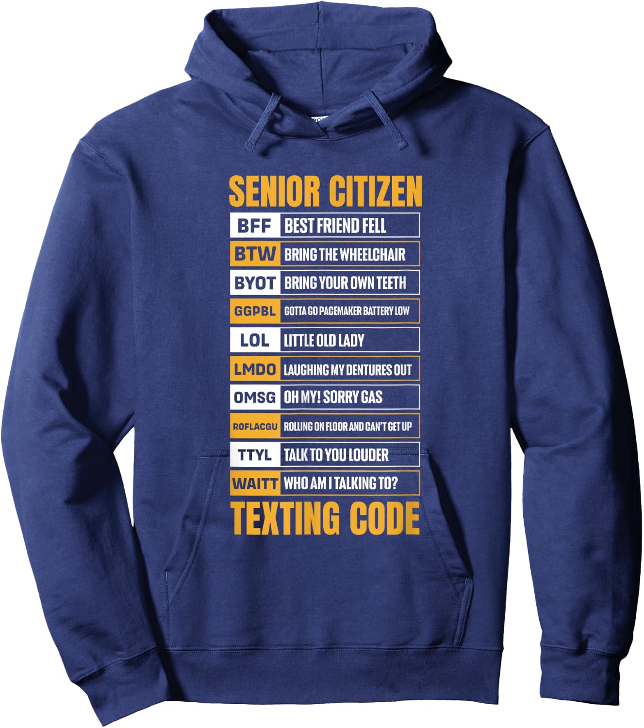 Senior Citizen Texting Code Elderly Old Age for Retired Hoodie - Hoodie | Navy