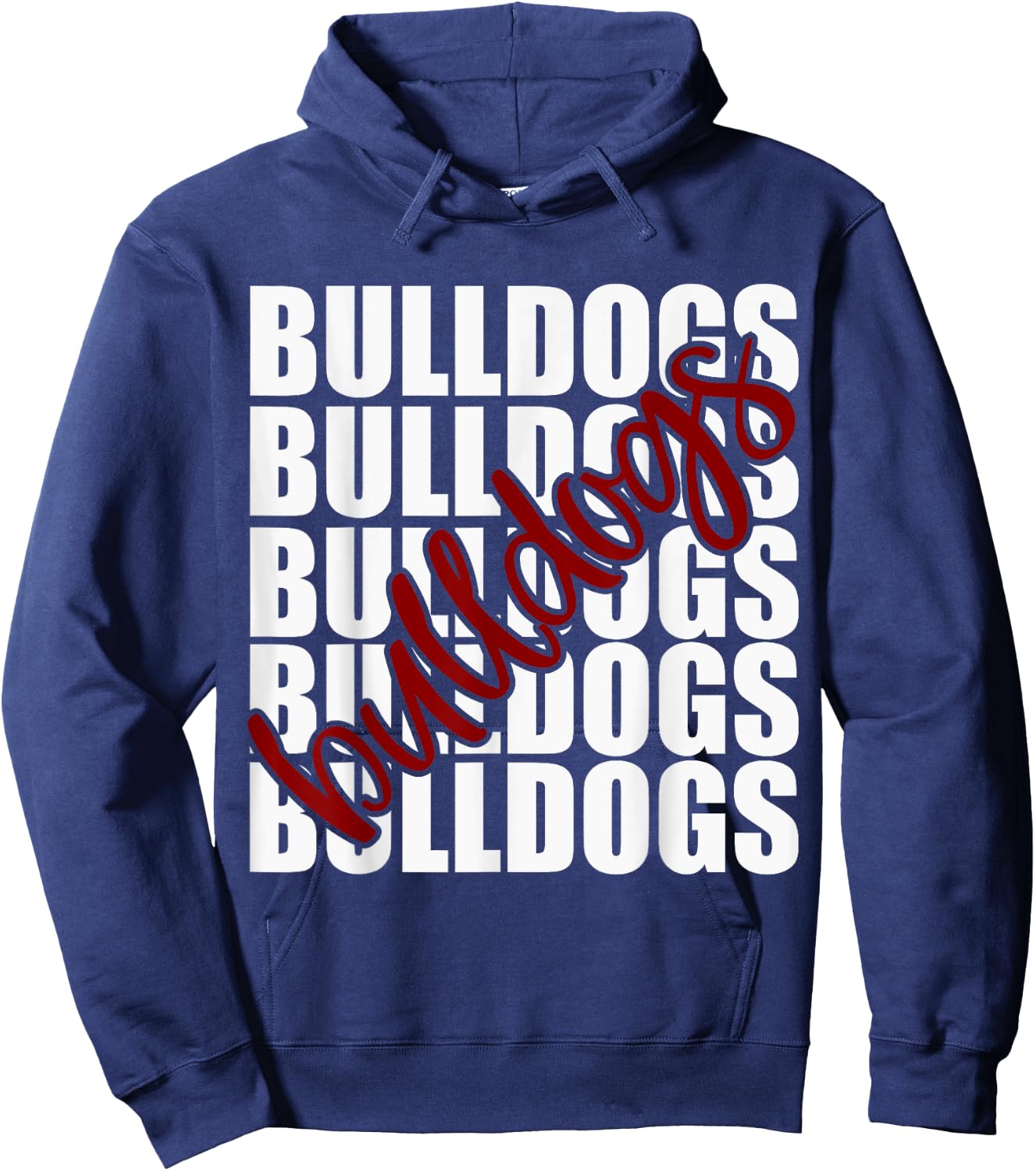 Bulldogs Maroon School Sports Fan Team Spirit Hoodie - Hoodie | Navy