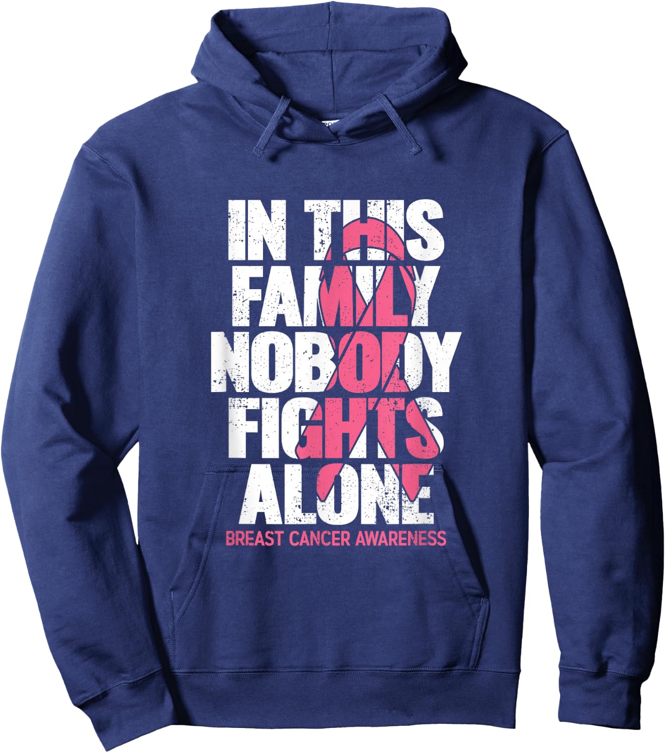 Breast Cancer Support Vintage Family Breast Cancer Awareness Hoodie - Hoodie | Navy
