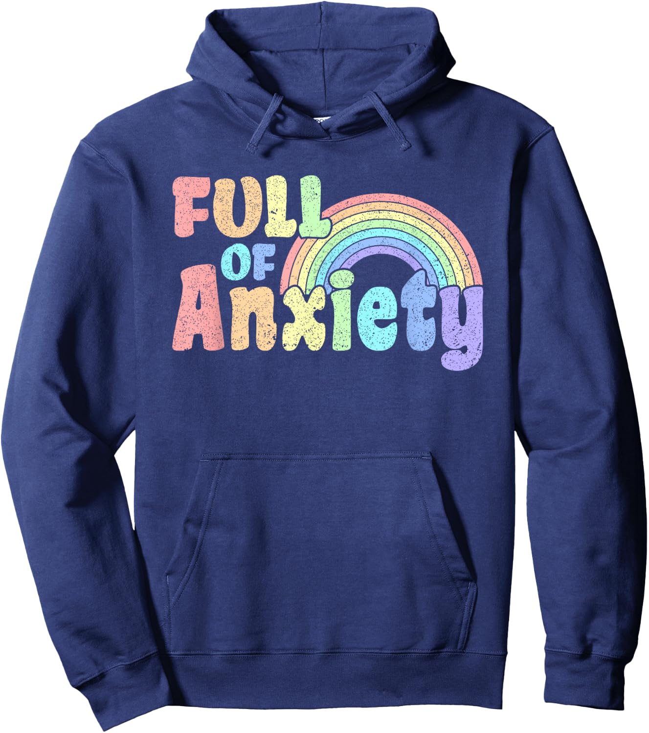 Full of Anxiety Pastel Kawaii Rainbow Goth Grunge Hoodie - Hoodie | Navy
