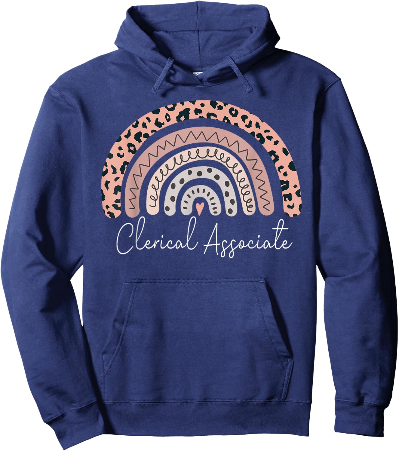 Clerical Associate Leopard Rainbow Appreciation Hoodie - Hoodie | Navy