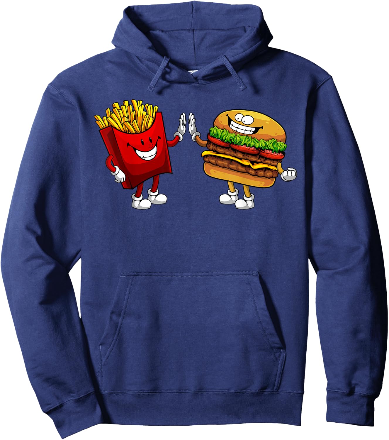 Cute Hamburger Art Men Women Hamburger French Fries Lovers Hoodie - Hoodie | Navy