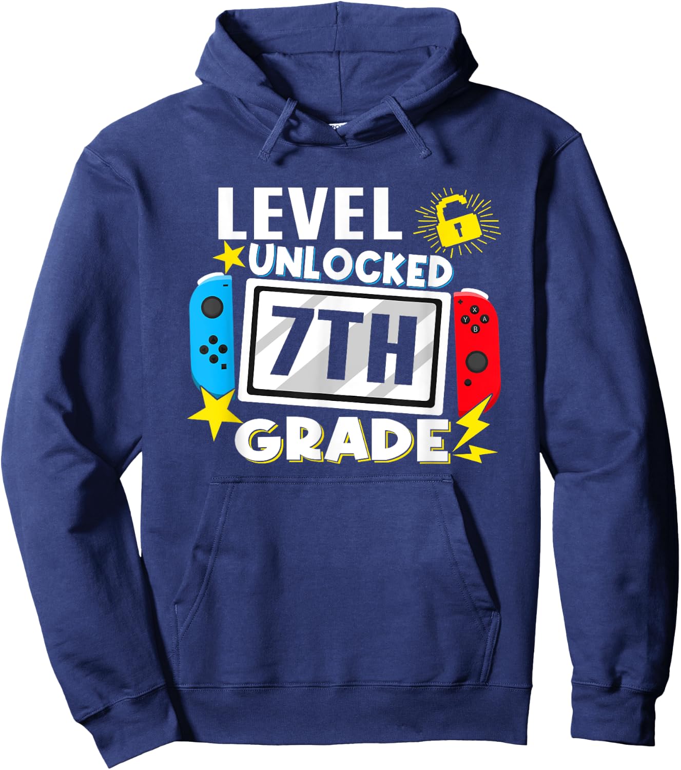 First Day Of 7th Grade Level Unlocked Game Back To School Hoodie - Hoodie | Navy