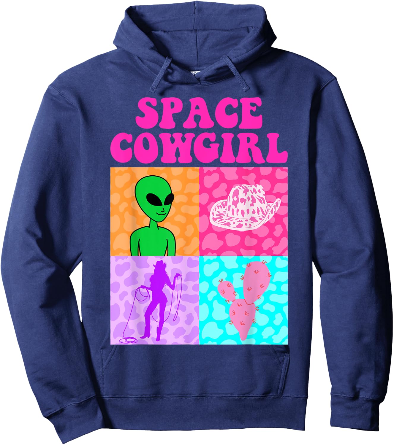 Space Cowgirl Alien Bachelorette Party Girls Rodeo Aesthetic Hoodie - Hoodie | Navy