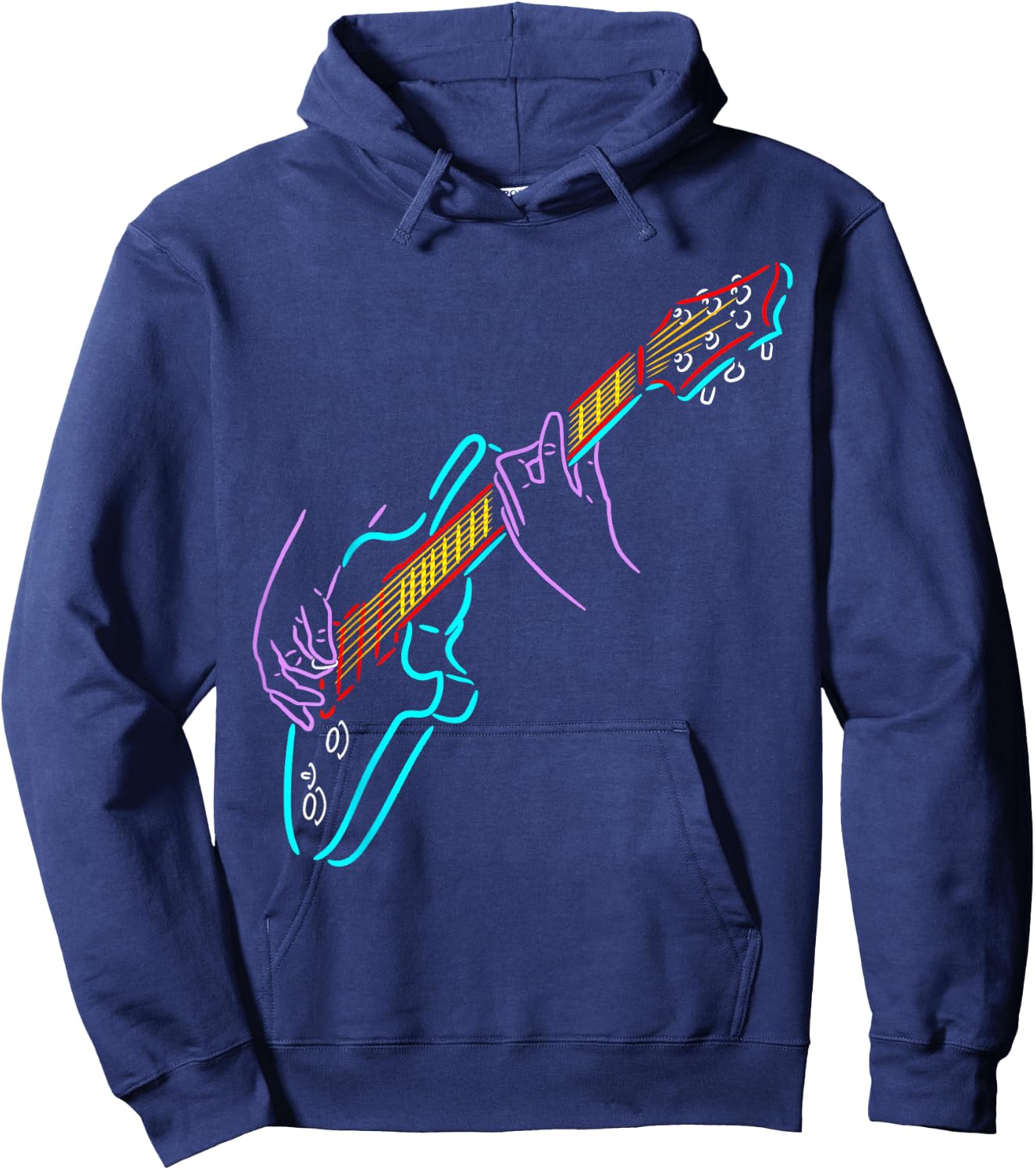 Colorful Bass Guitarist's Hands Rock and Roll Guitar Player Hoodie - Hoodie | Navy
