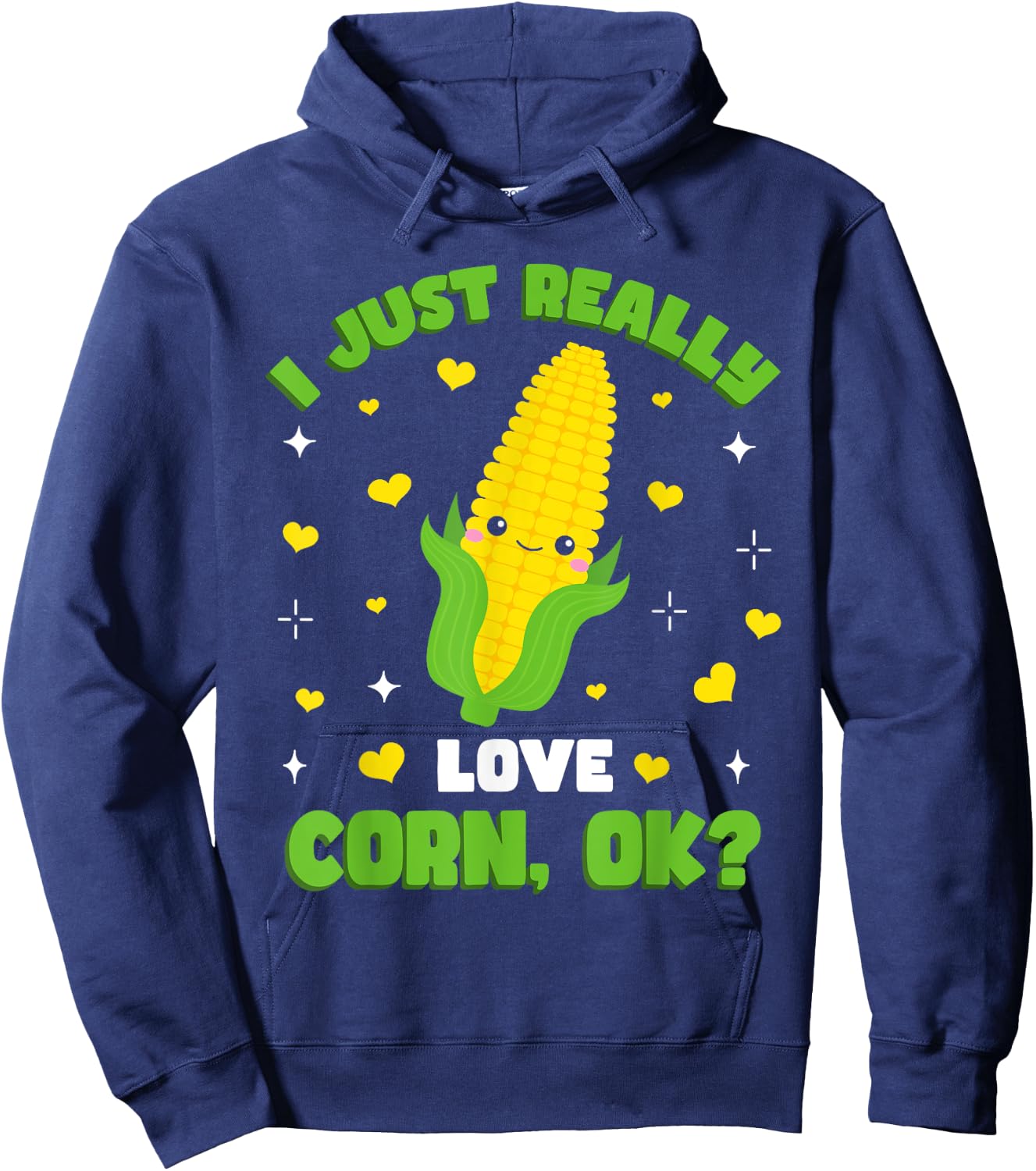 Corn Farming Kids Kawaii I Just Really Love Corn Hoodie - Hoodie | Navy
