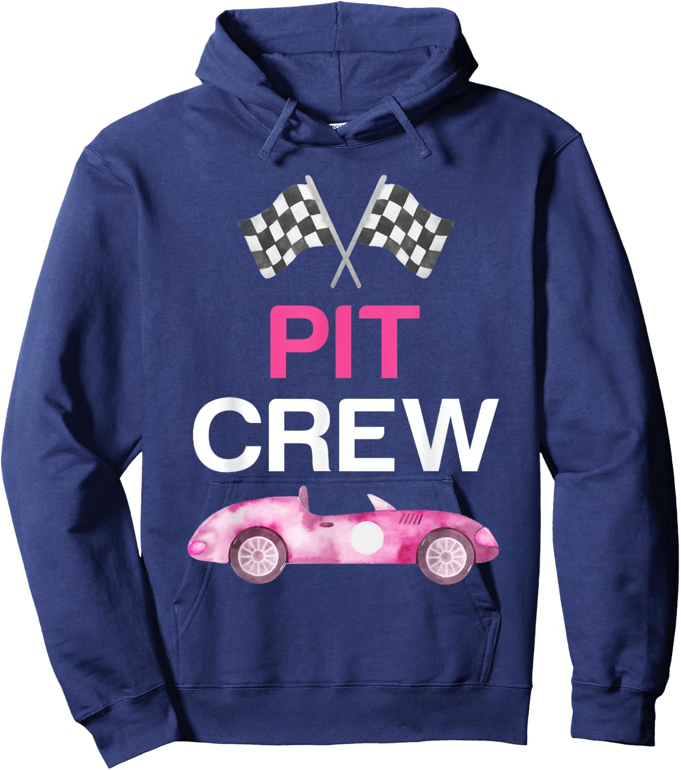 Pit Crew Costume Adult Kids Girls Boys Pink Racing Car Flag Hoodie - Hoodie | Navy