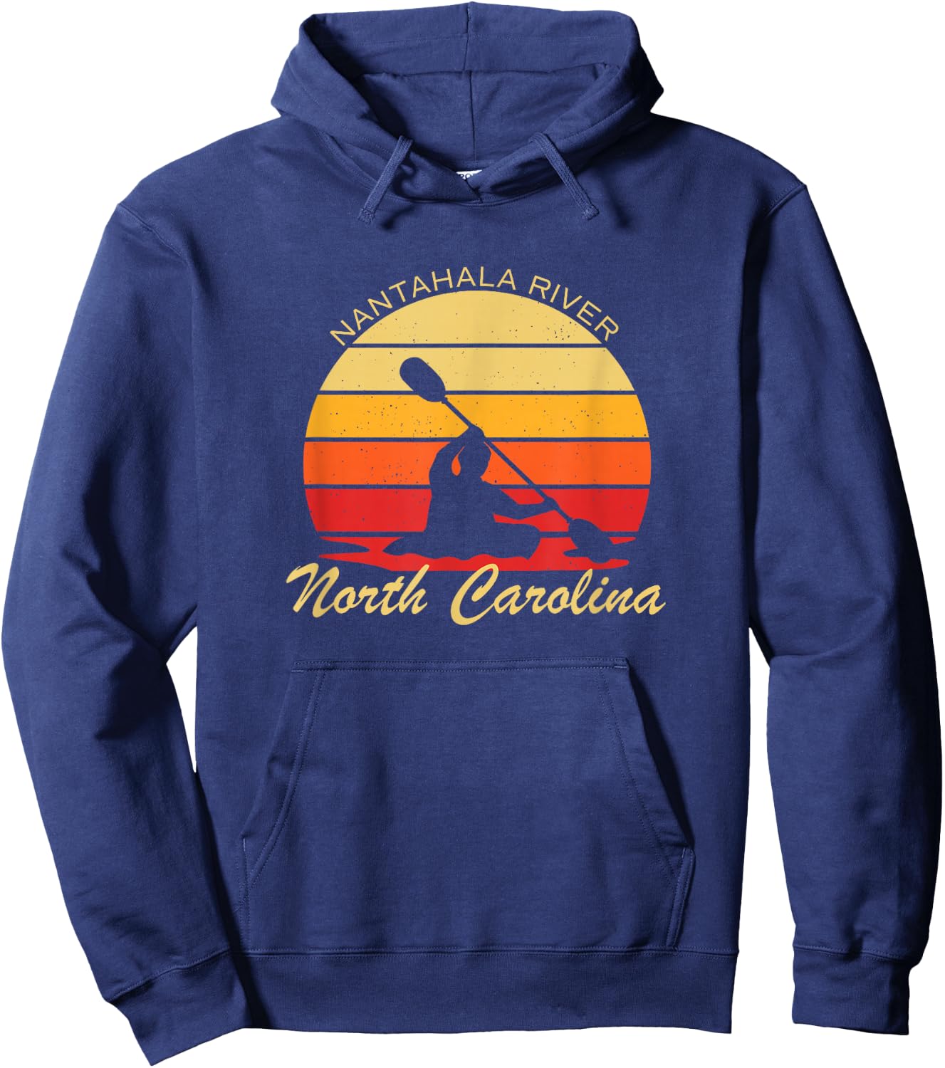 Vintage Kayak Nantahala River North Carolina Adventure Hoodie - Hoodie | Navy