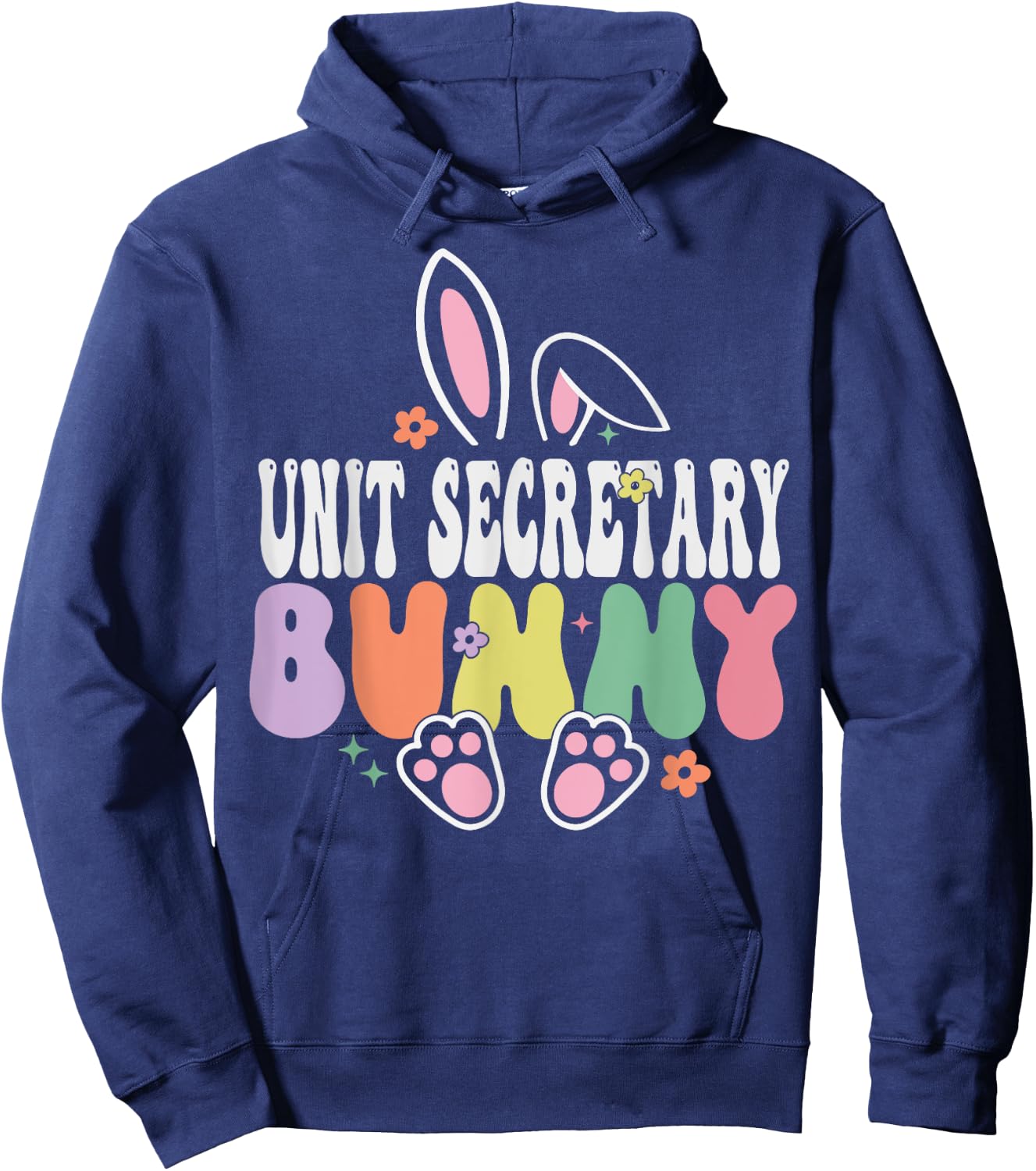 Unit Secretary Bunny Funny Easter Day Groovy Family Matching Hoodie - Hoodie | Navy