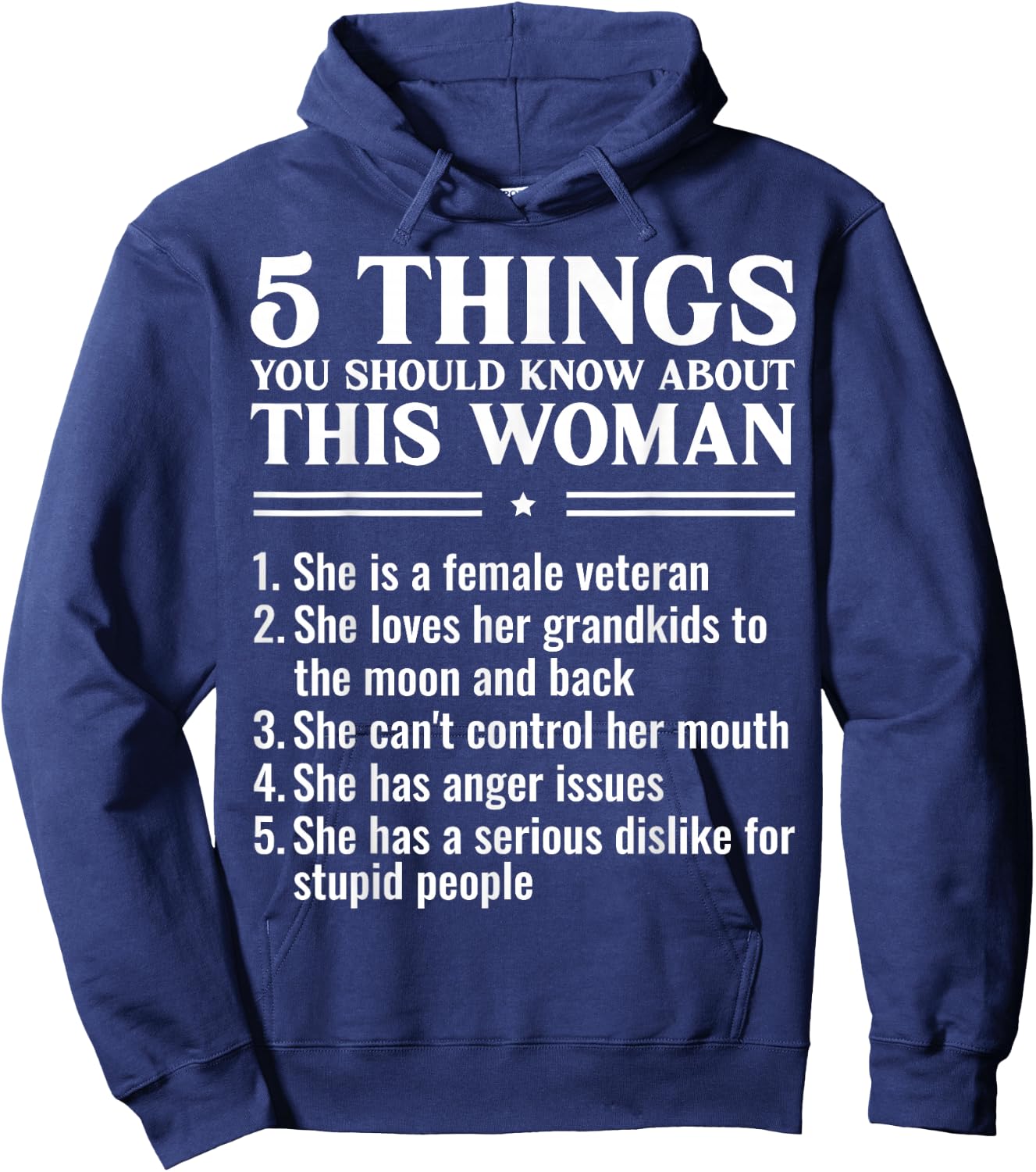 Female Veteran Grandma Funny Things You Should Know About Hoodie - Hoodie | Navy