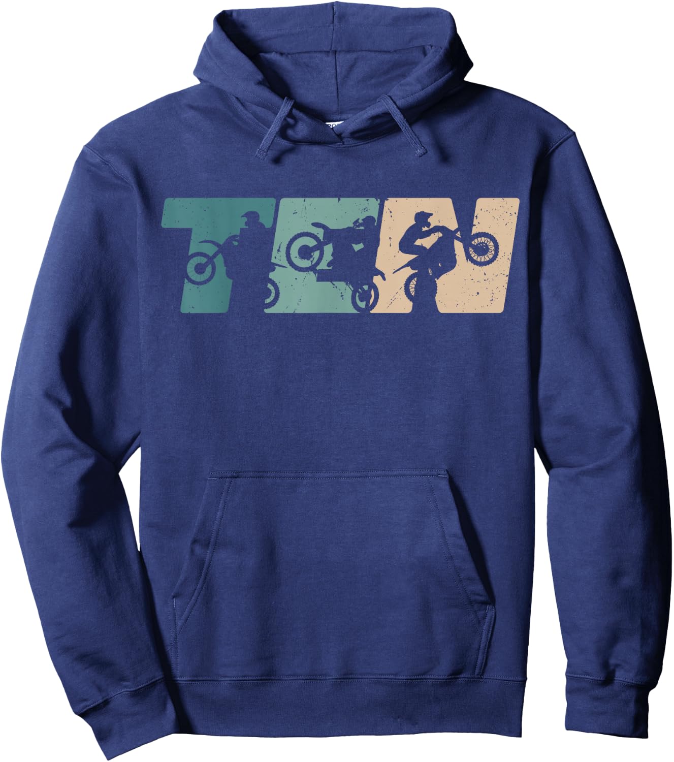 10th Birthday Retro Motocross Dirt Bike 10 Years Boys Girl Hoodie - Hoodie | Navy