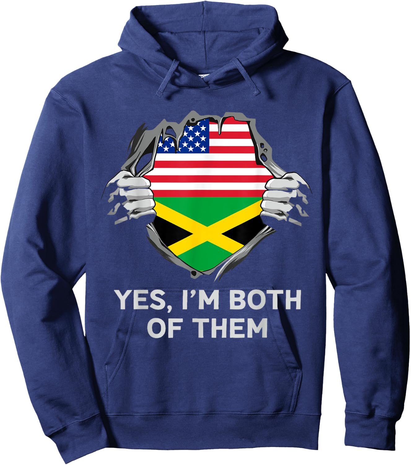 Half American Half Jamaican USA Jamaica Flag Hoodie - Hoodie | Navy