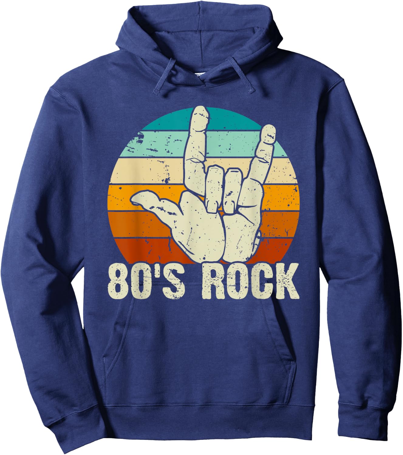 Vintage Retro 80's Rock Band Hoodie - Hoodie | Navy