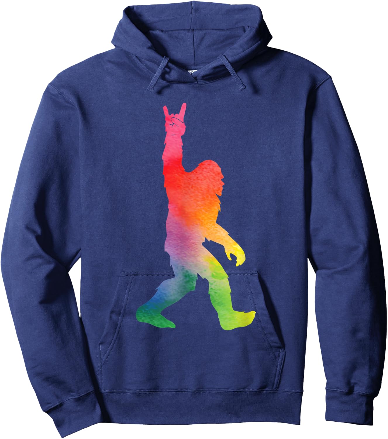 Bigfoot Sasquatch Peace Big Foot Squatch Colorful Rainbow Hoodie - Hoodie | Navy