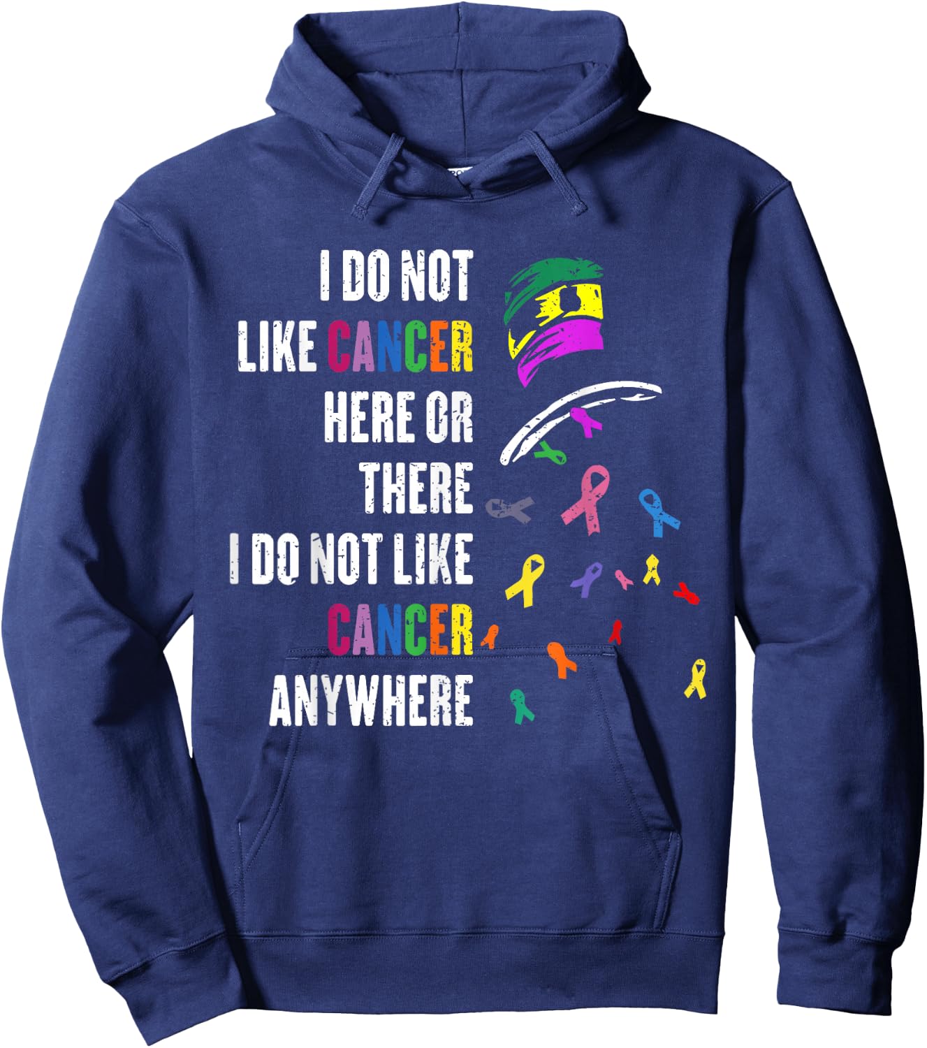 I Do Not Like Cancer There outfits -Adults Cancer Awareness Black Small Modern Hoodie - Hoodie | Navy