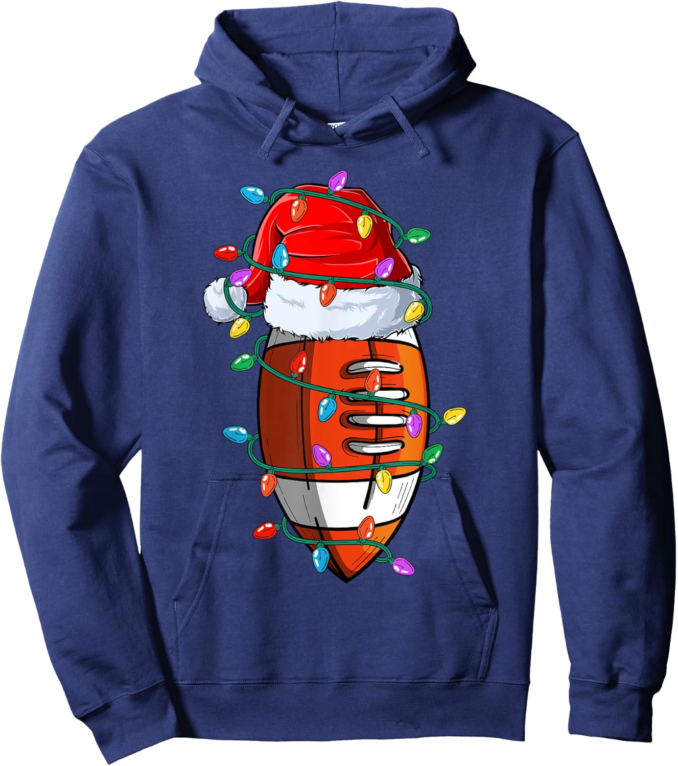 Christmas Football Xmas Santa Sports Hat Ball Kids Boys Men Hoodie - Hoodie | Navy