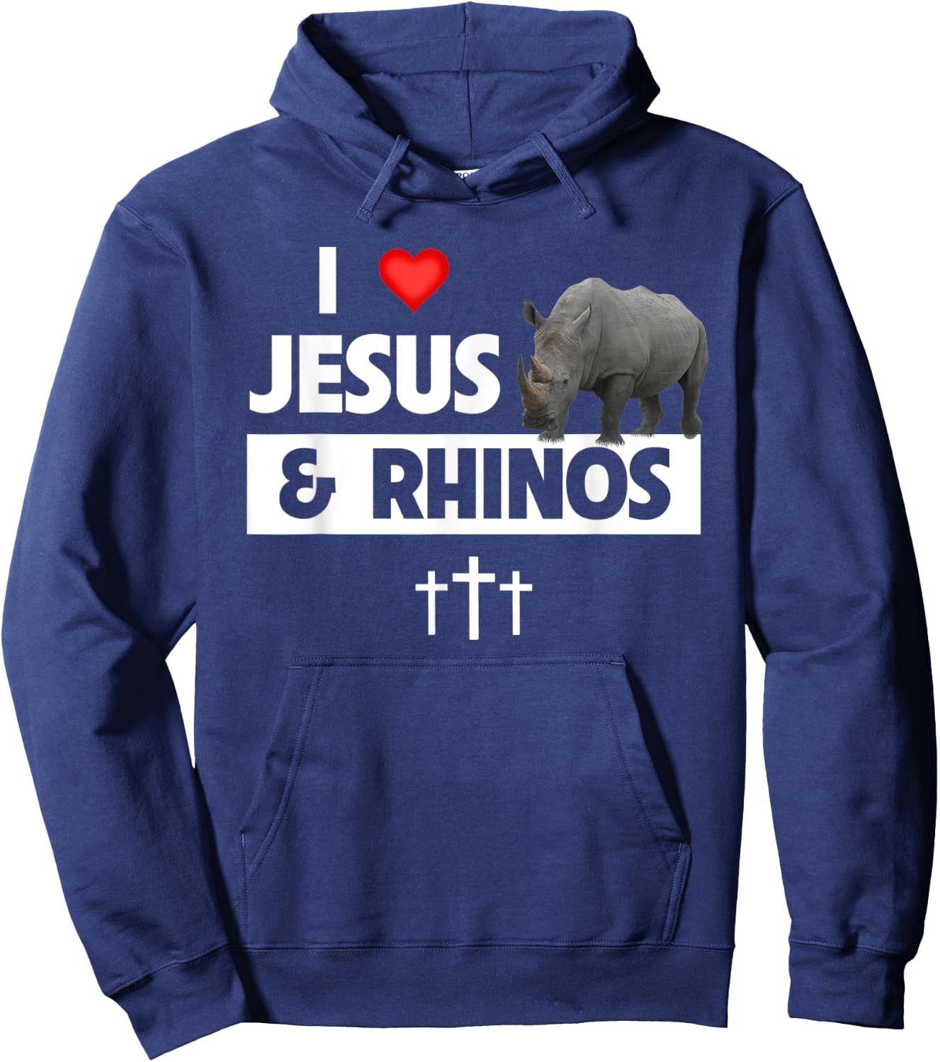I Love Jesus and Rhinos Christian Rhinoceros Safari Zoo Hoodie - Hoodie | Navy