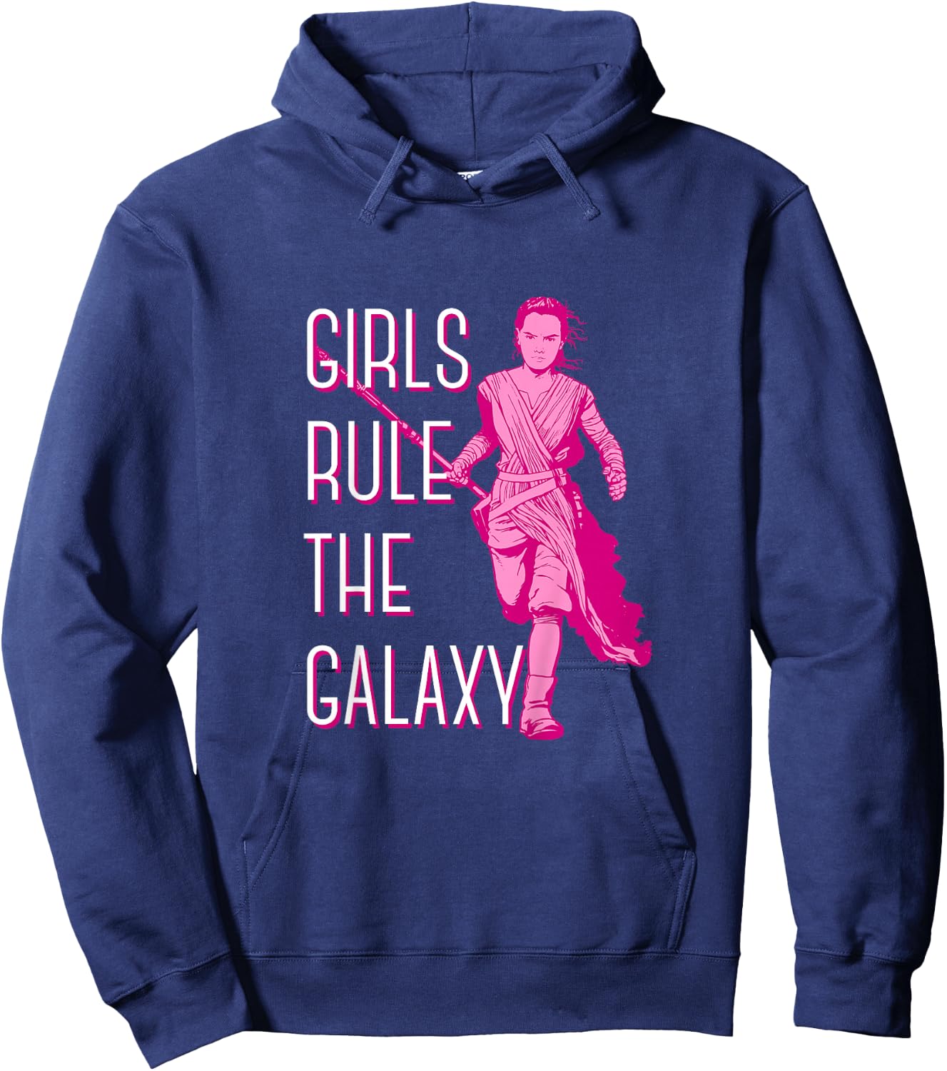Kids Star Wars: The Force Awakens Girls Rule The Galaxy Rey Logo Hoodie - Hoodie | Navy