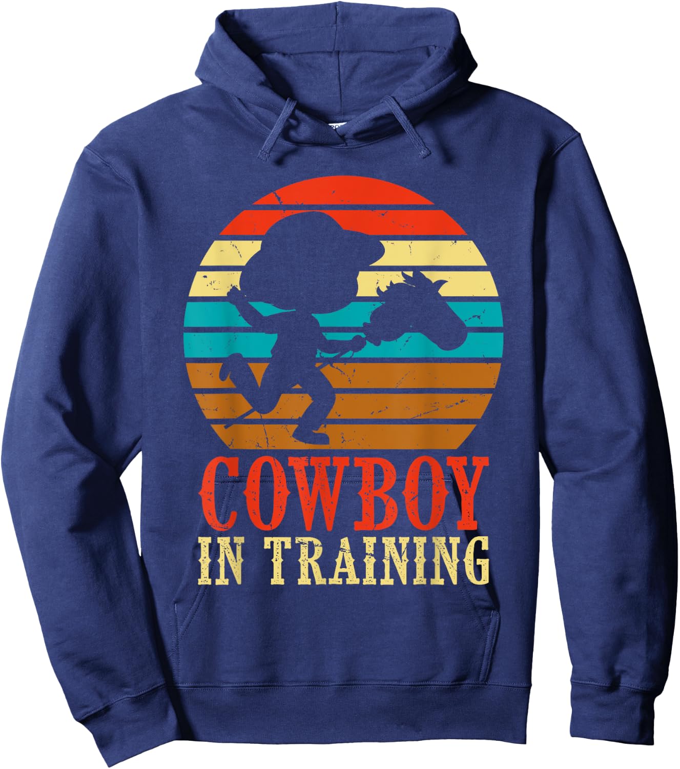 Kids Cowboy in Training Cute Future Rodeo Boy Wooden Horse Hoodie - Hoodie | Navy
