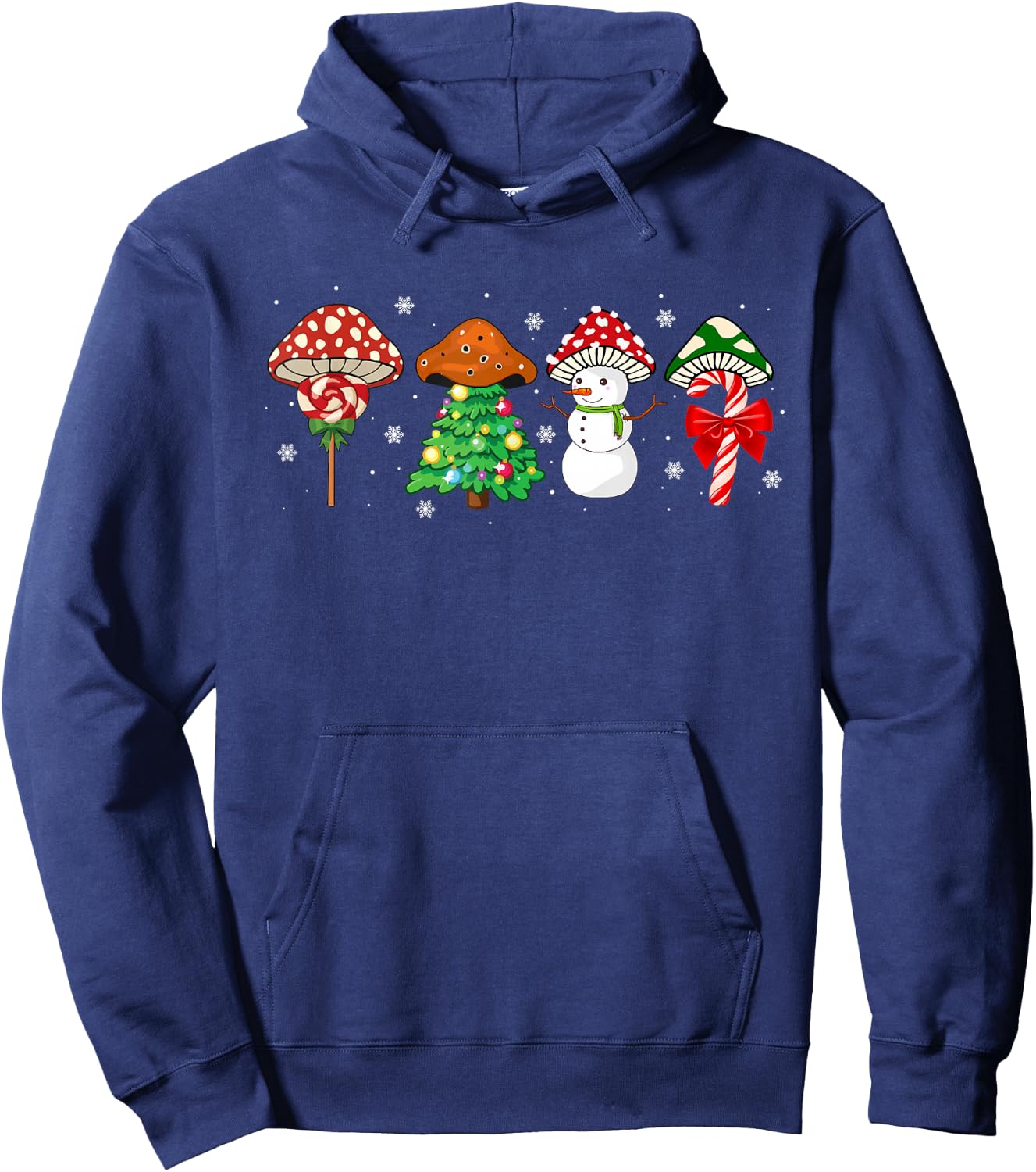 Cute Mushroom Christmas, Amanita Muscaria Xmas Plant Lover Hoodie - Hoodie | Navy