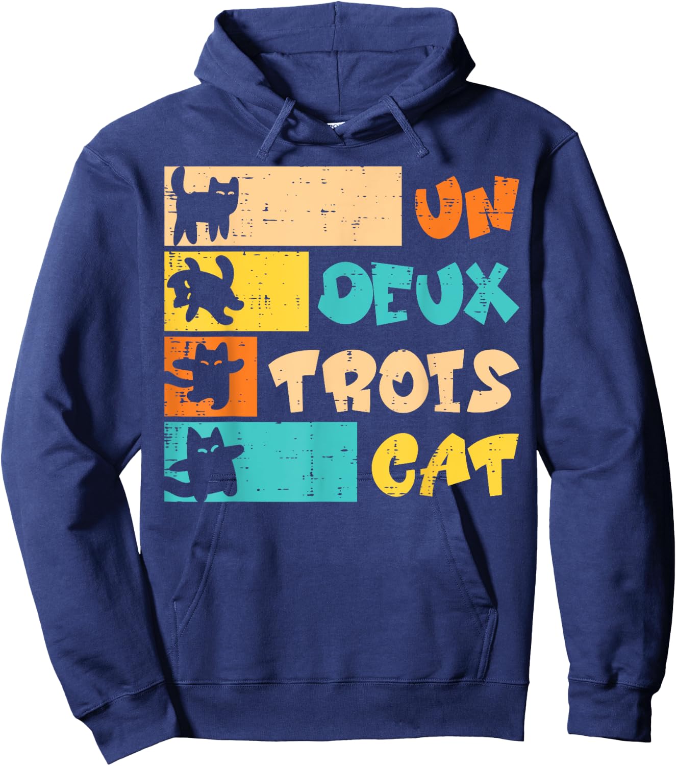 Un Deux Trois Cat French Retro Men Women Boys Kid Teen Youth Hoodie - Hoodie | Navy