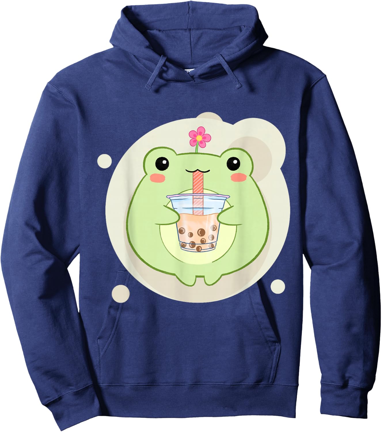 Cute Kawaii Frog Drinks Boba Bubble Tea Kawaii Aesthetic Hoodie - Hoodie | Navy