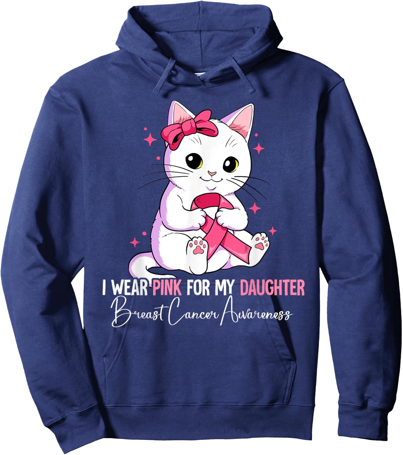 I Wear Pink For My Daughter Breast Cancer Awareness Hoodie - Hoodie | Navy