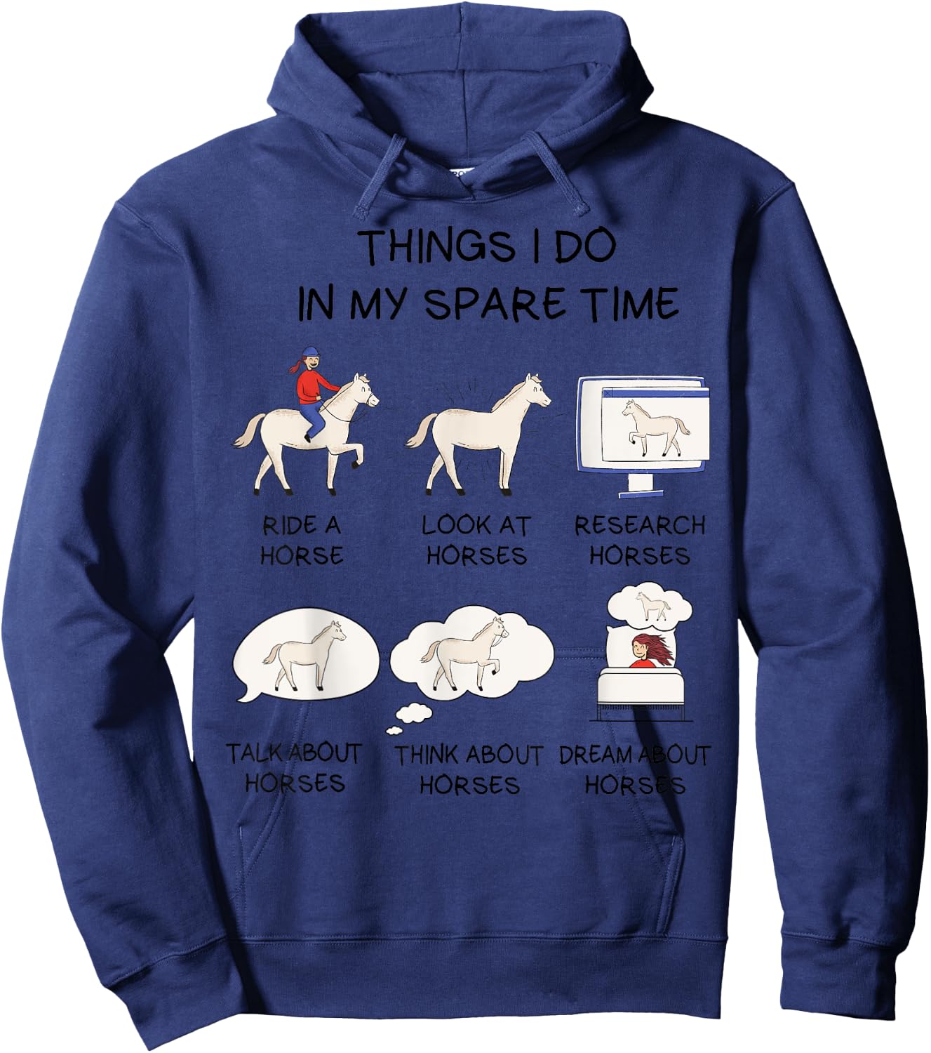 Horse Shirt For Girls Teens Women Horse Riding Hoodie - Hoodie | Navy