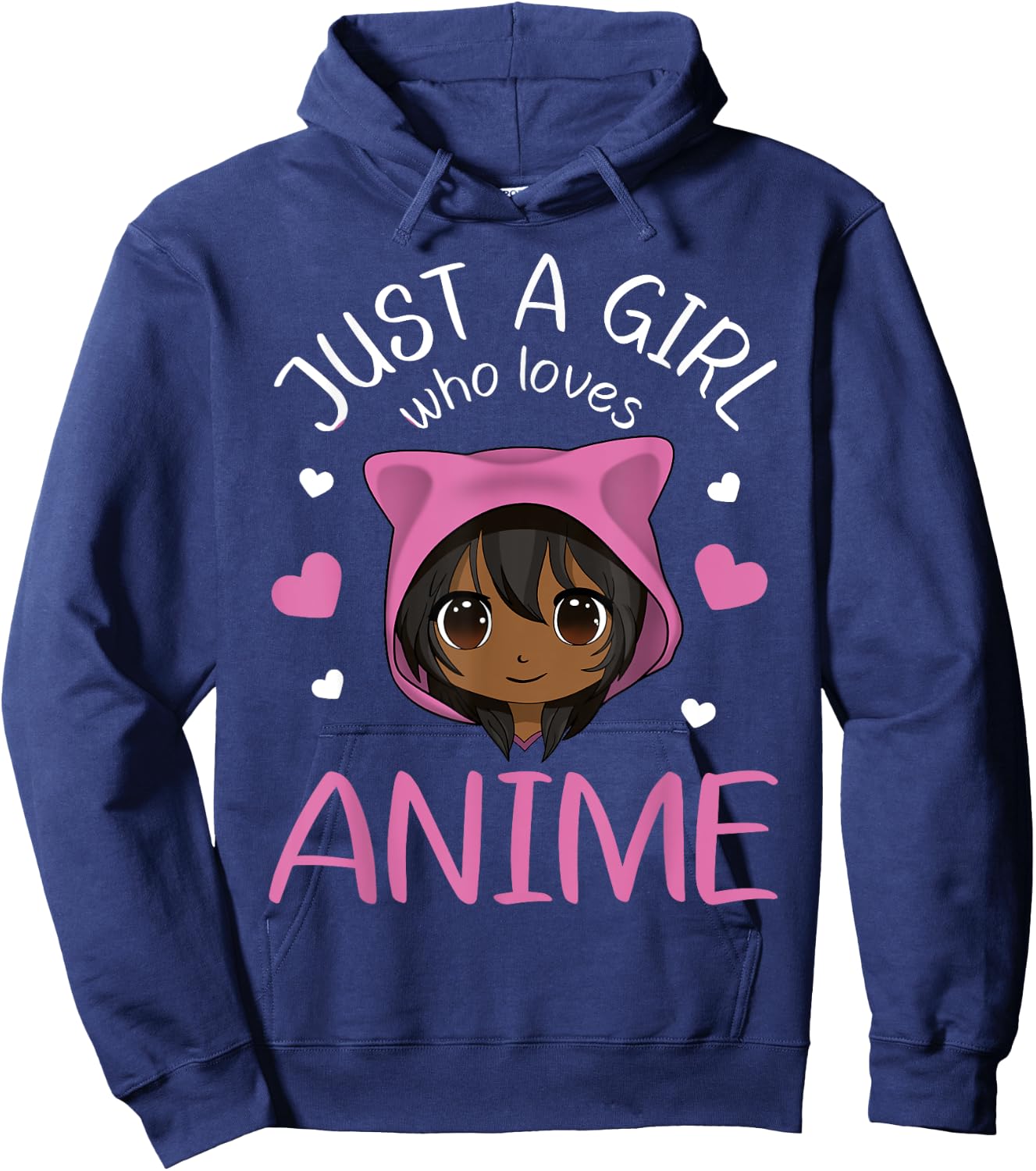 Just a Girl who Loves Anime African American Small Hoodie - Hoodie | Navy