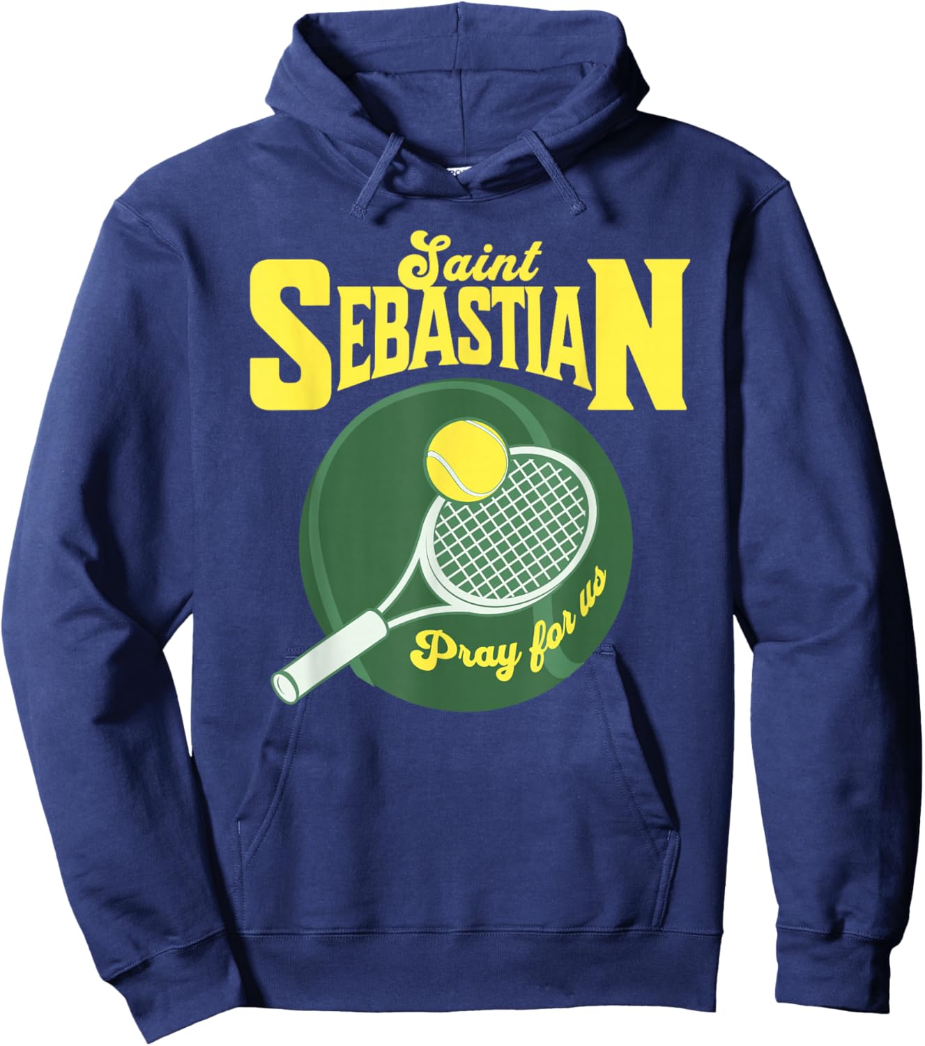 St Sebastian Patron Saint of Sports Athletes Tennis Racket Hoodie - Hoodie | Navy