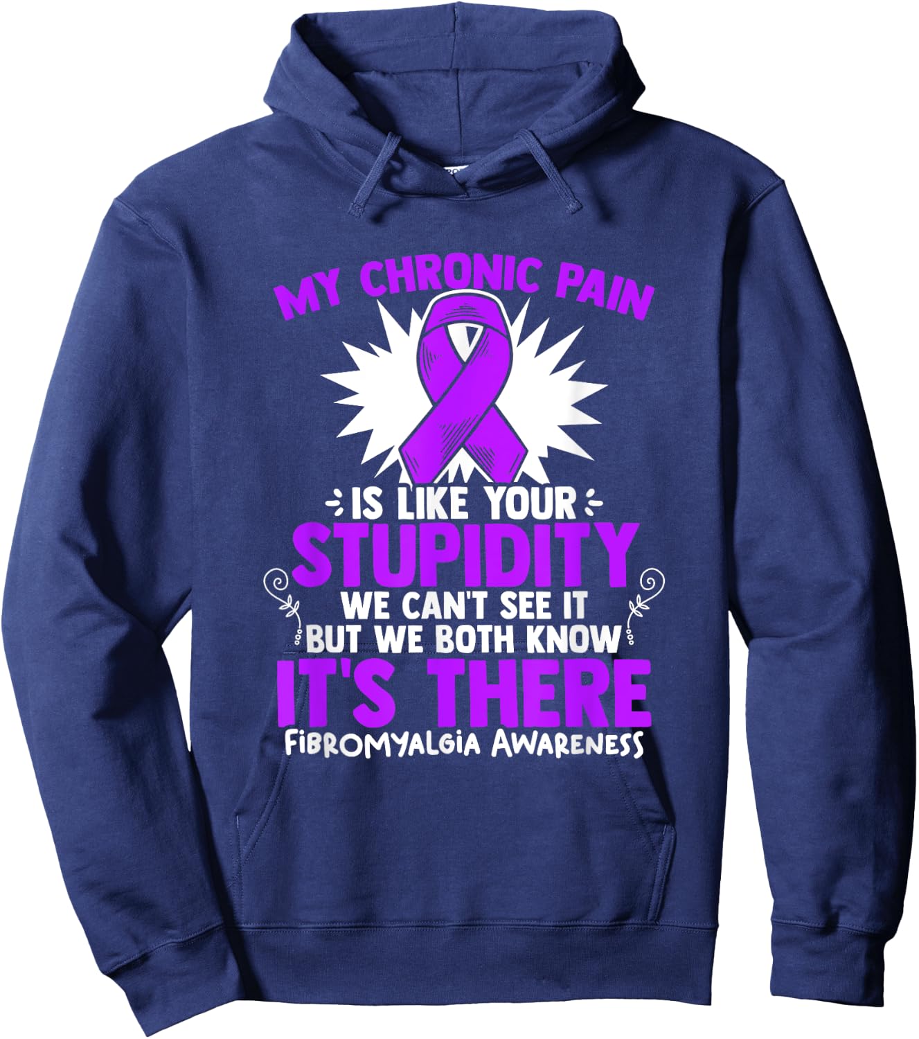 My Pain - Fibro Survivor Purple Fibromyalgia Awareness Hoodie - Hoodie | Navy