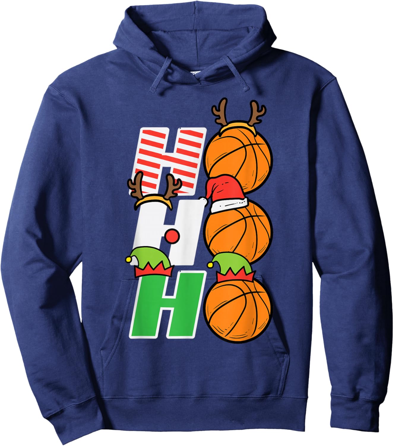 Christmas Basketball Ho Ho Ho Xmas Sports Men Boys Kids Hoodie - Hoodie | Navy