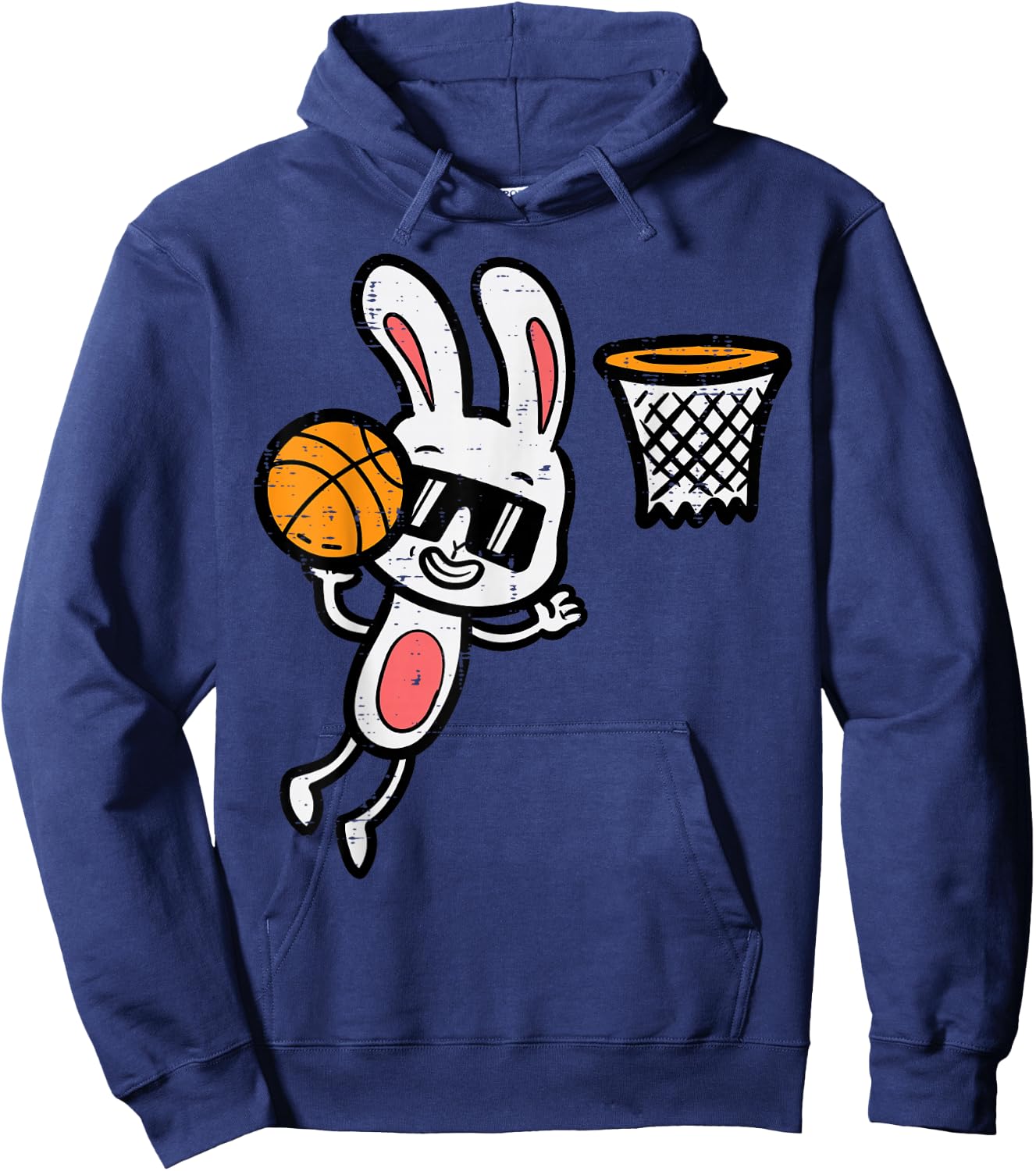 Easter Bunny Basketball Dunk Sports Boys Kids Toddler Youth Hoodie - Hoodie | Navy