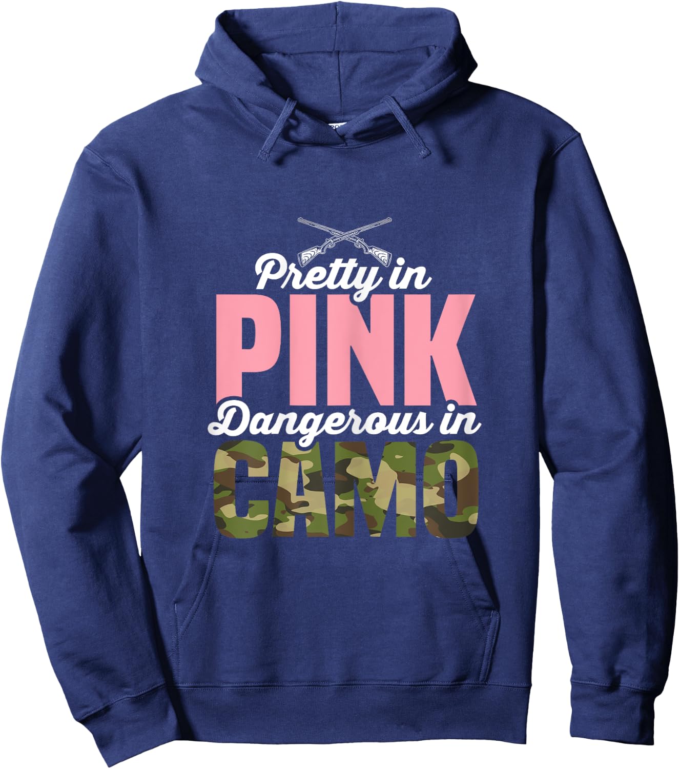 Funny Hunting Lover Pink Camo Graphic Women Hunting Hoodie - Hoodie | Navy