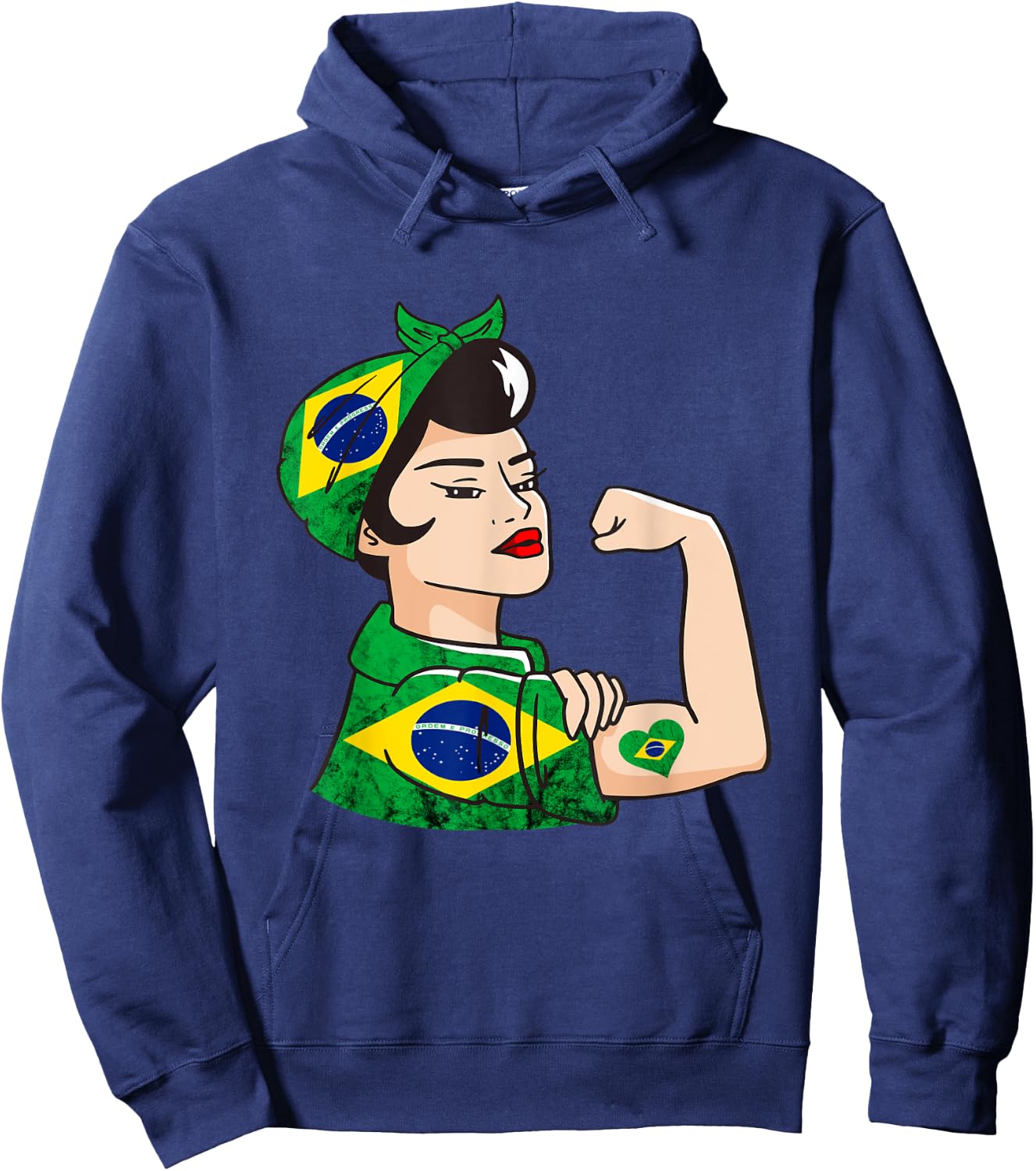 Strong Brazilian Woman Brazil Brazilian Roots Brazilian Flag Hoodie - Hoodie | Navy