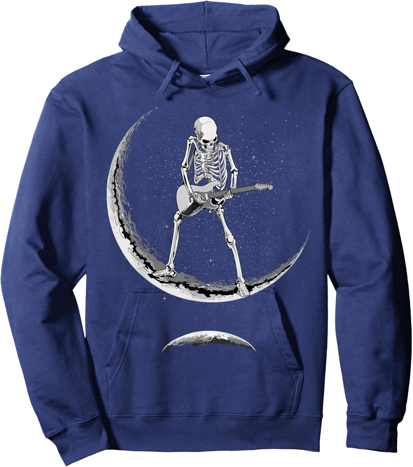 Rock On Skeleton Moon Shirt - Funny Halloween Rock And Roll Hoodie - Hoodie | Navy