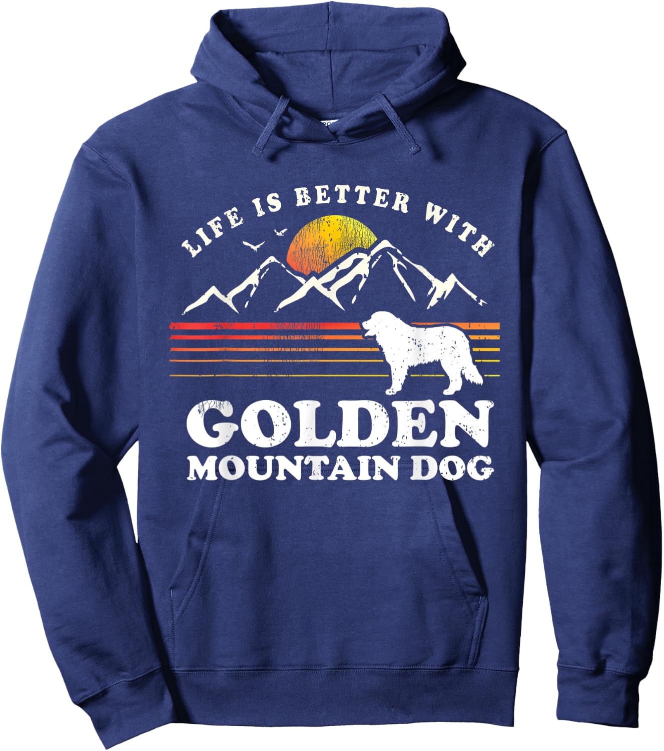 Life Better Golden Mountain Dog Vintage Dog Mom Dad Hoodie - Hoodie | Navy